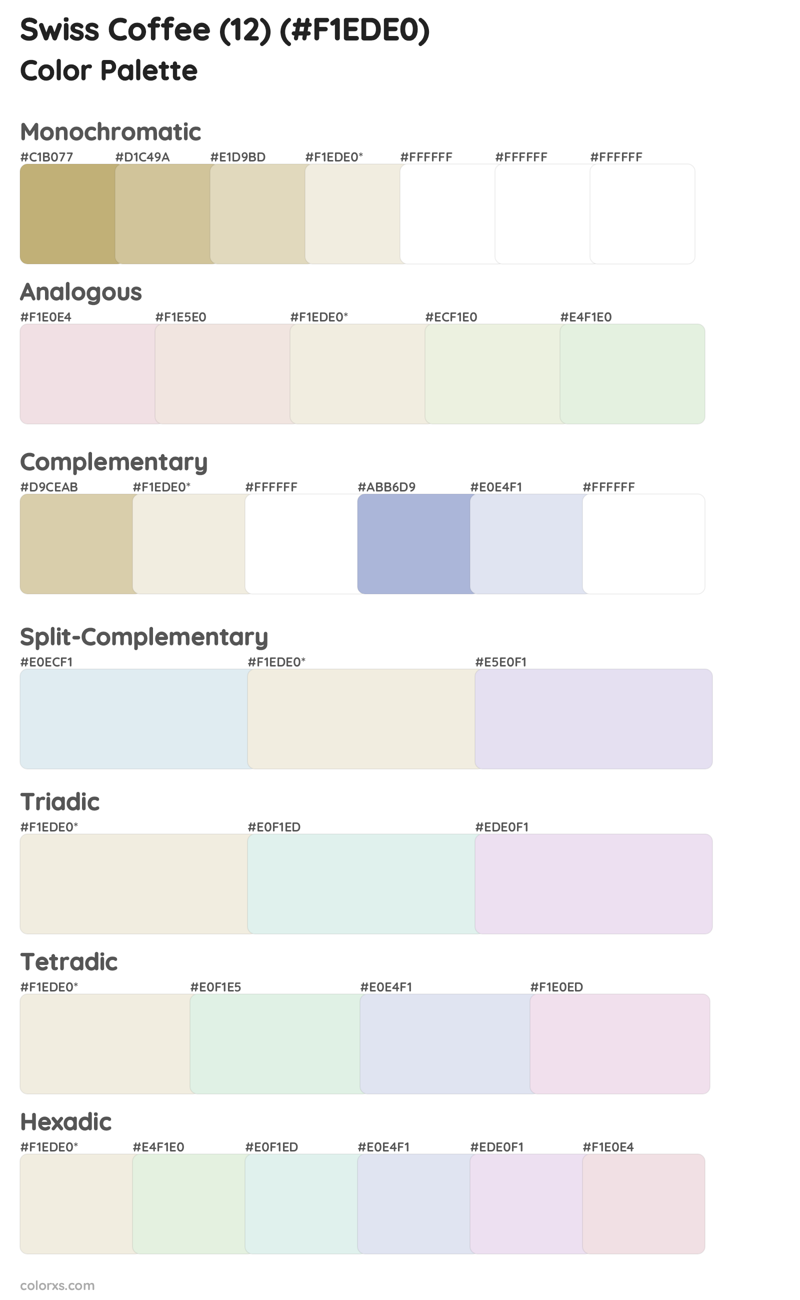 Swiss Coffee (12) Color Scheme Palettes