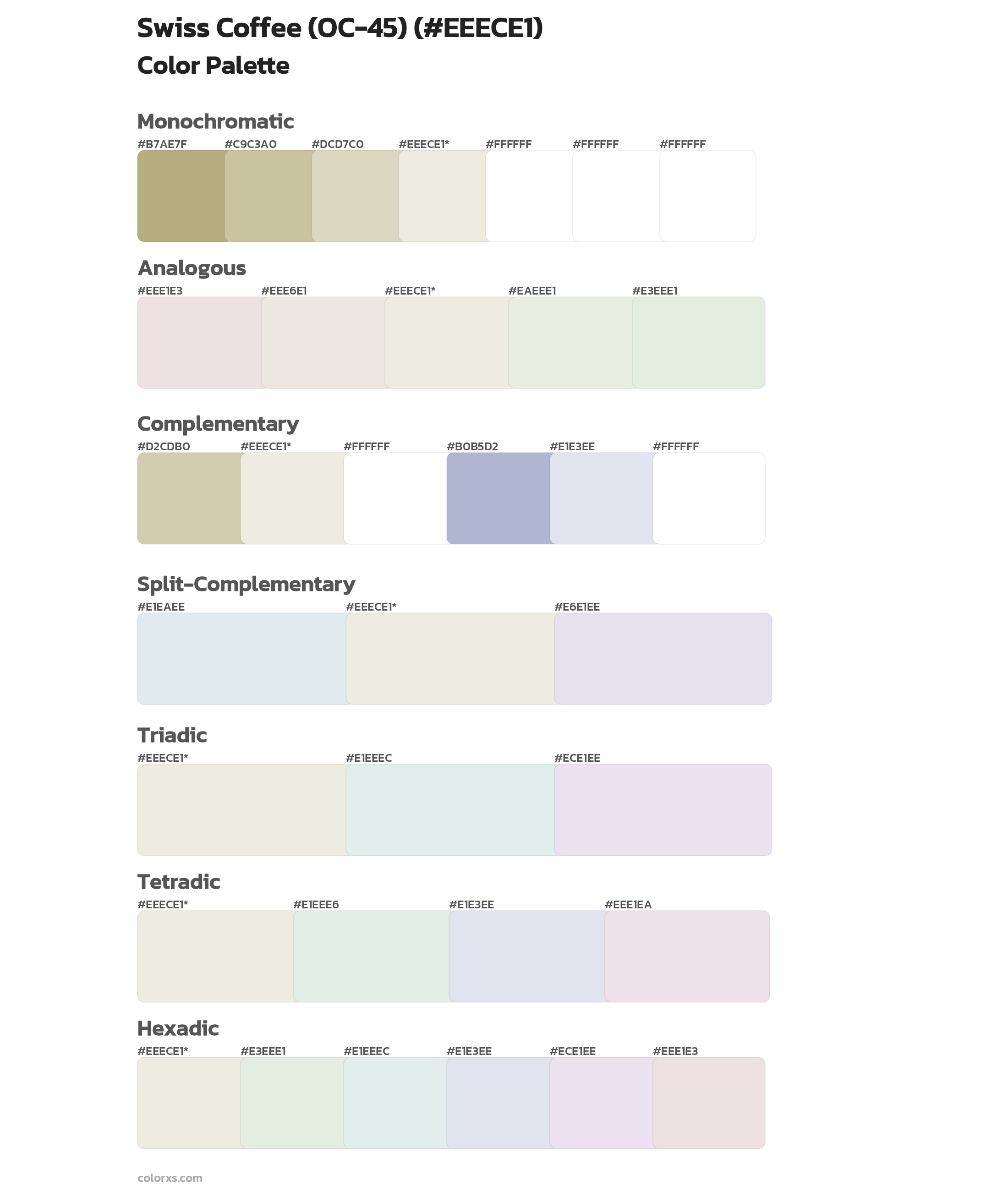 Swiss Coffee (OC-45) Color Scheme Palettes