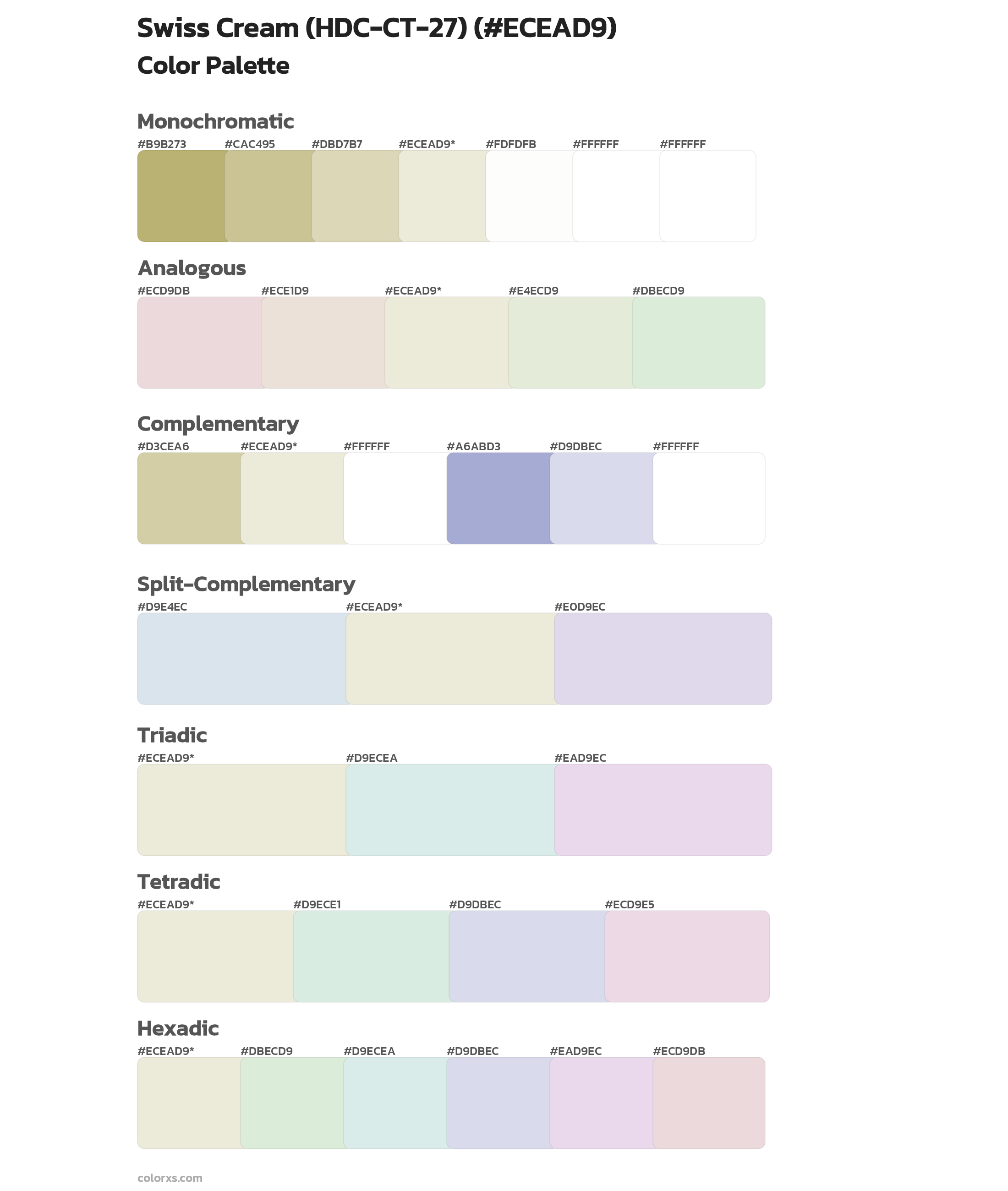 Swiss Cream (HDC-CT-27) Color Scheme Palettes
