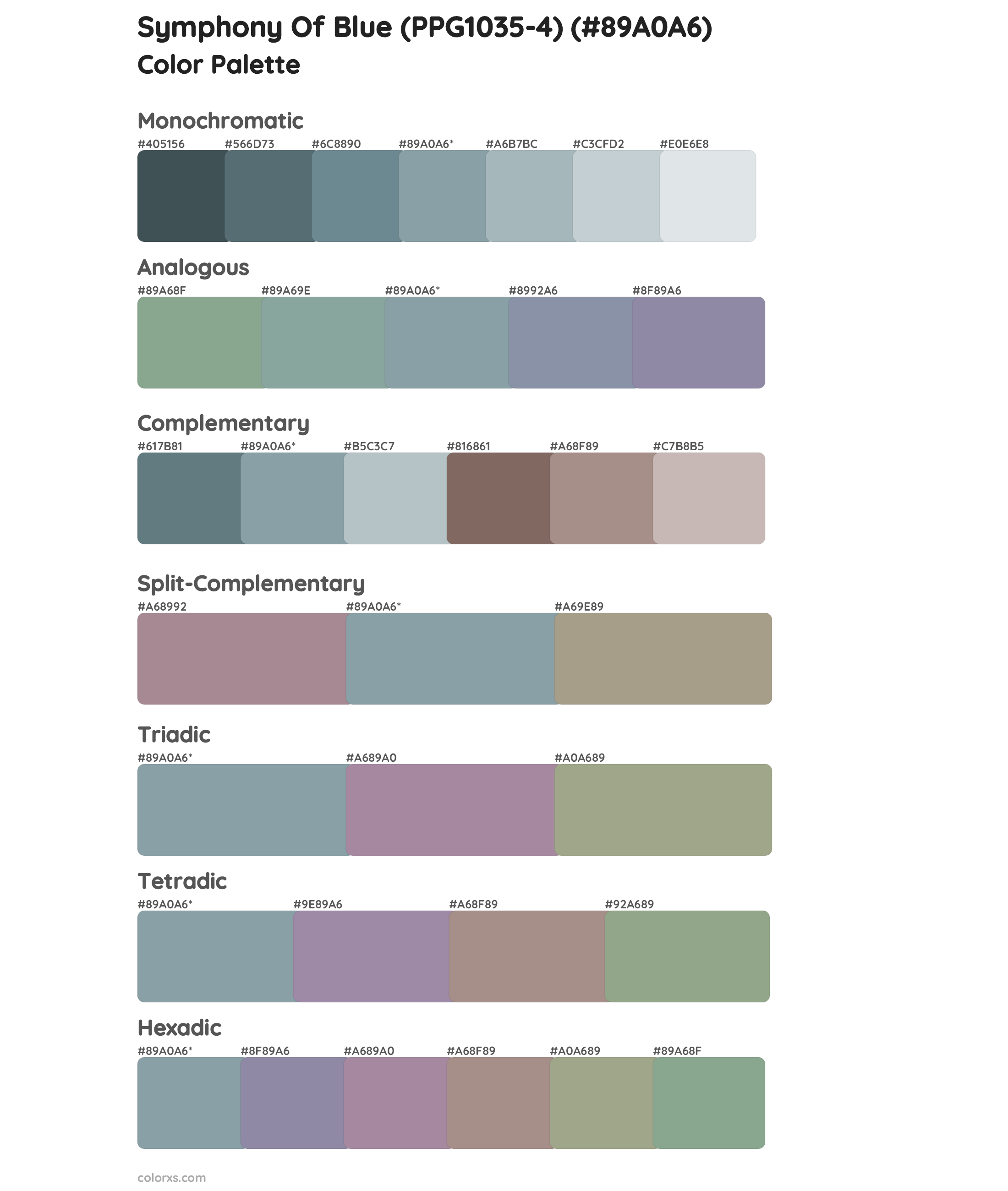 Symphony Of Blue (PPG1035-4) Color Scheme Palettes