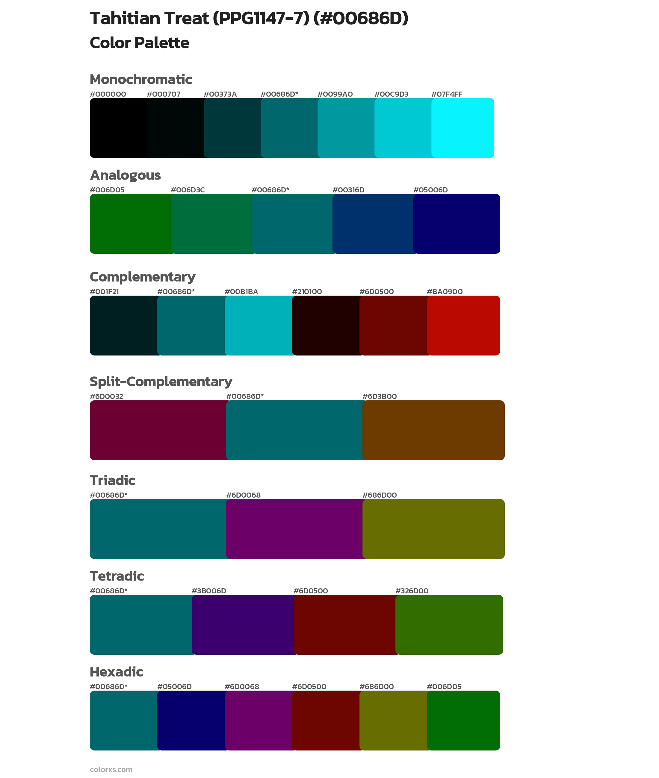 Tahitian Treat (PPG1147-7) Color Scheme Palettes