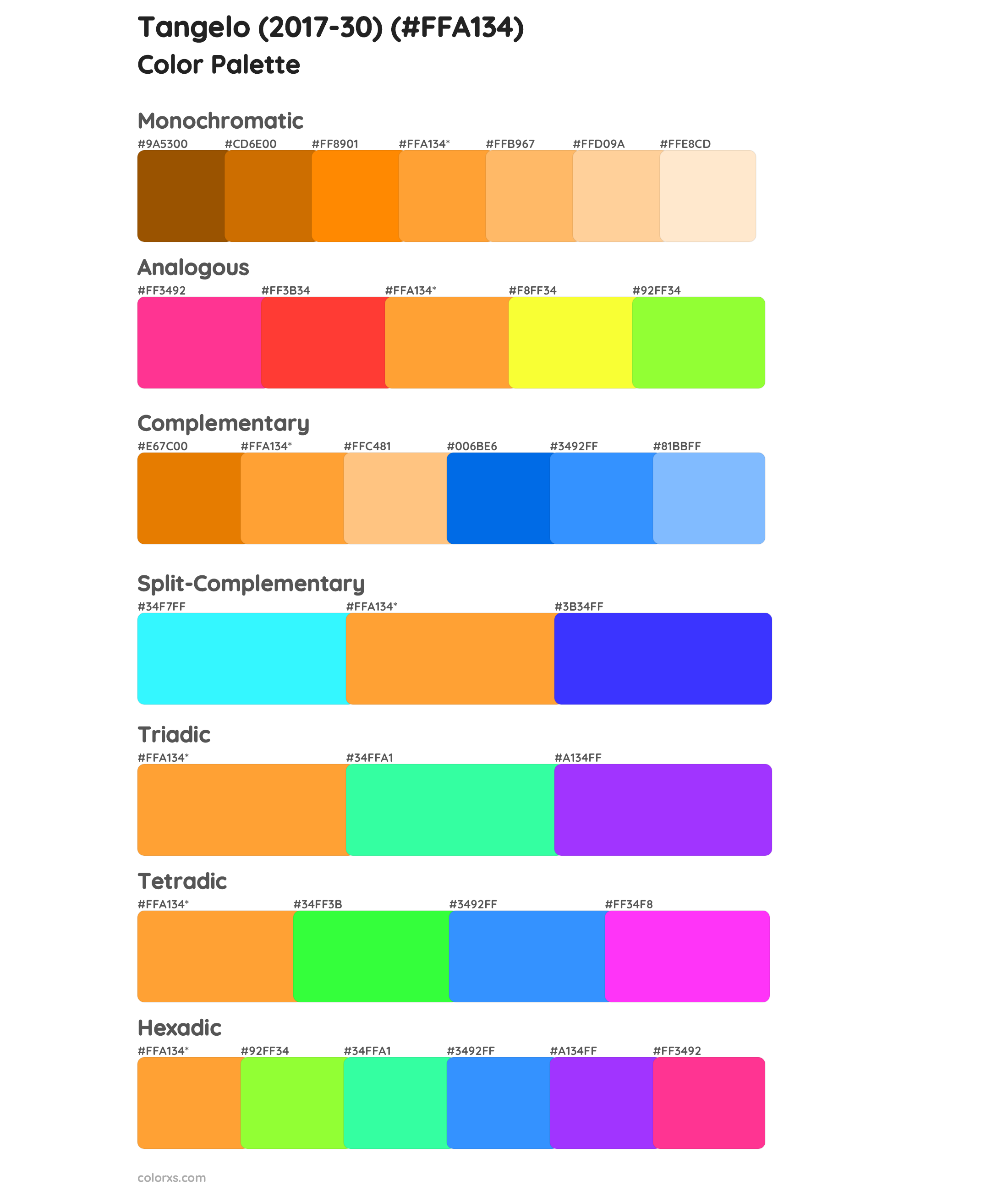 Tangelo (2017-30) Color Scheme Palettes