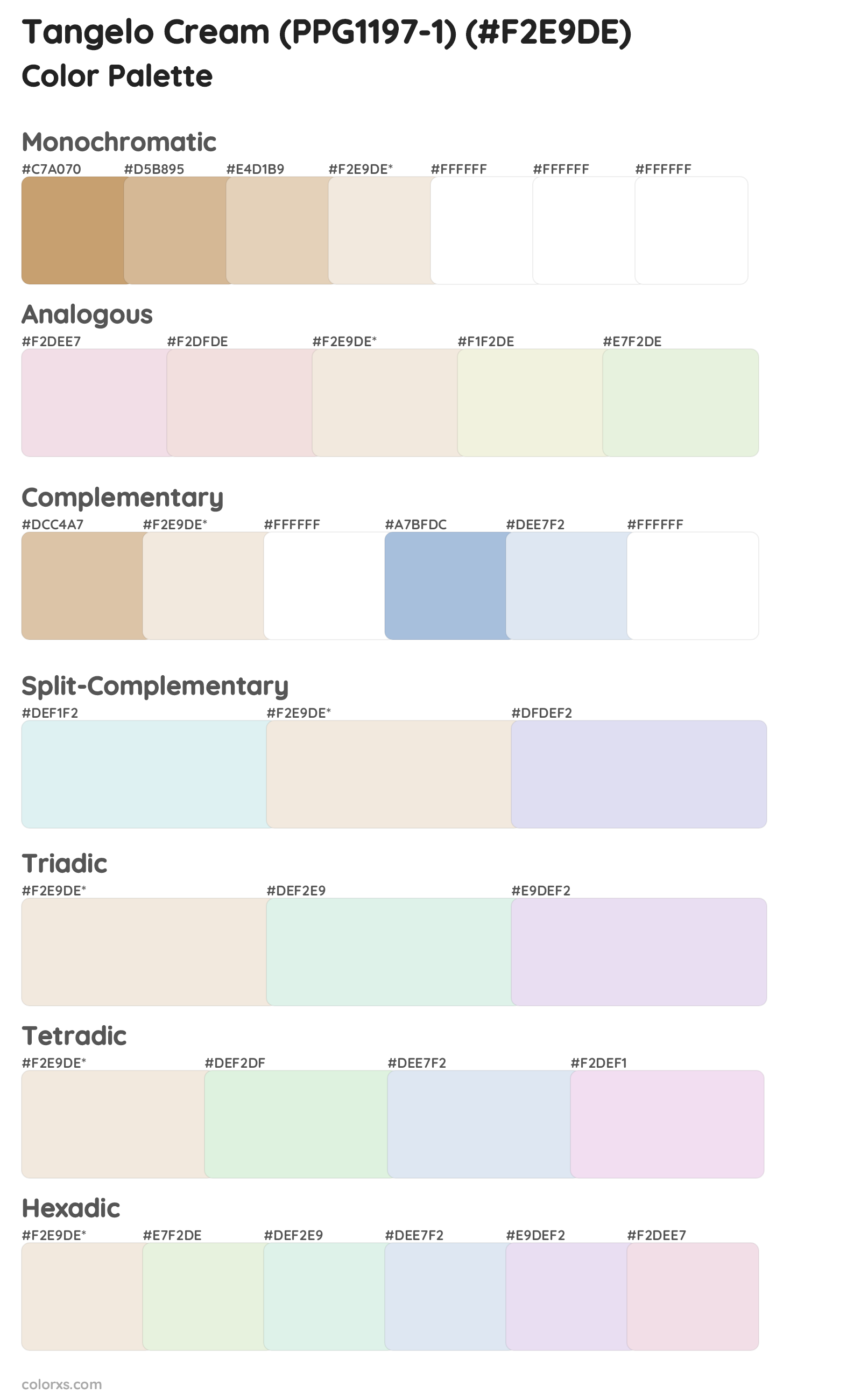 Tangelo Cream (PPG1197-1) Color Scheme Palettes