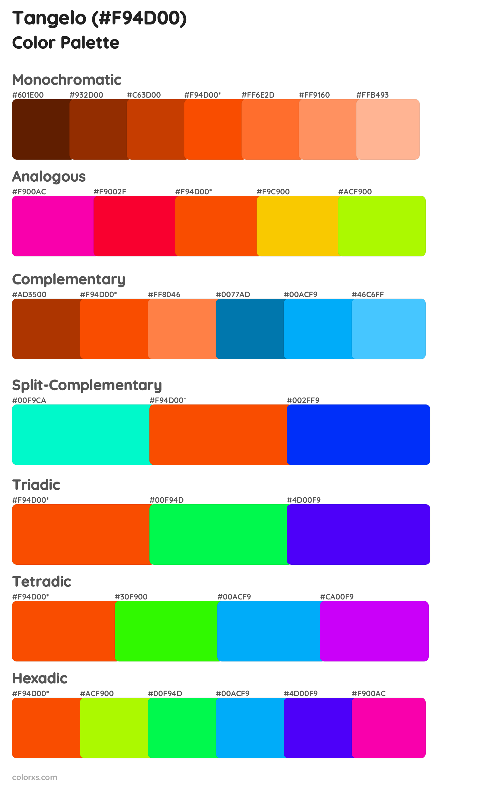 Tangelo Color Scheme Palettes