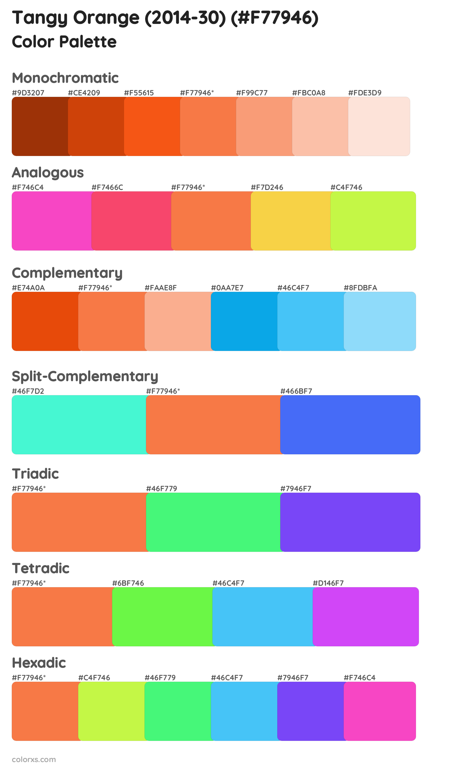 Tangy Orange (2014-30) Color Scheme Palettes