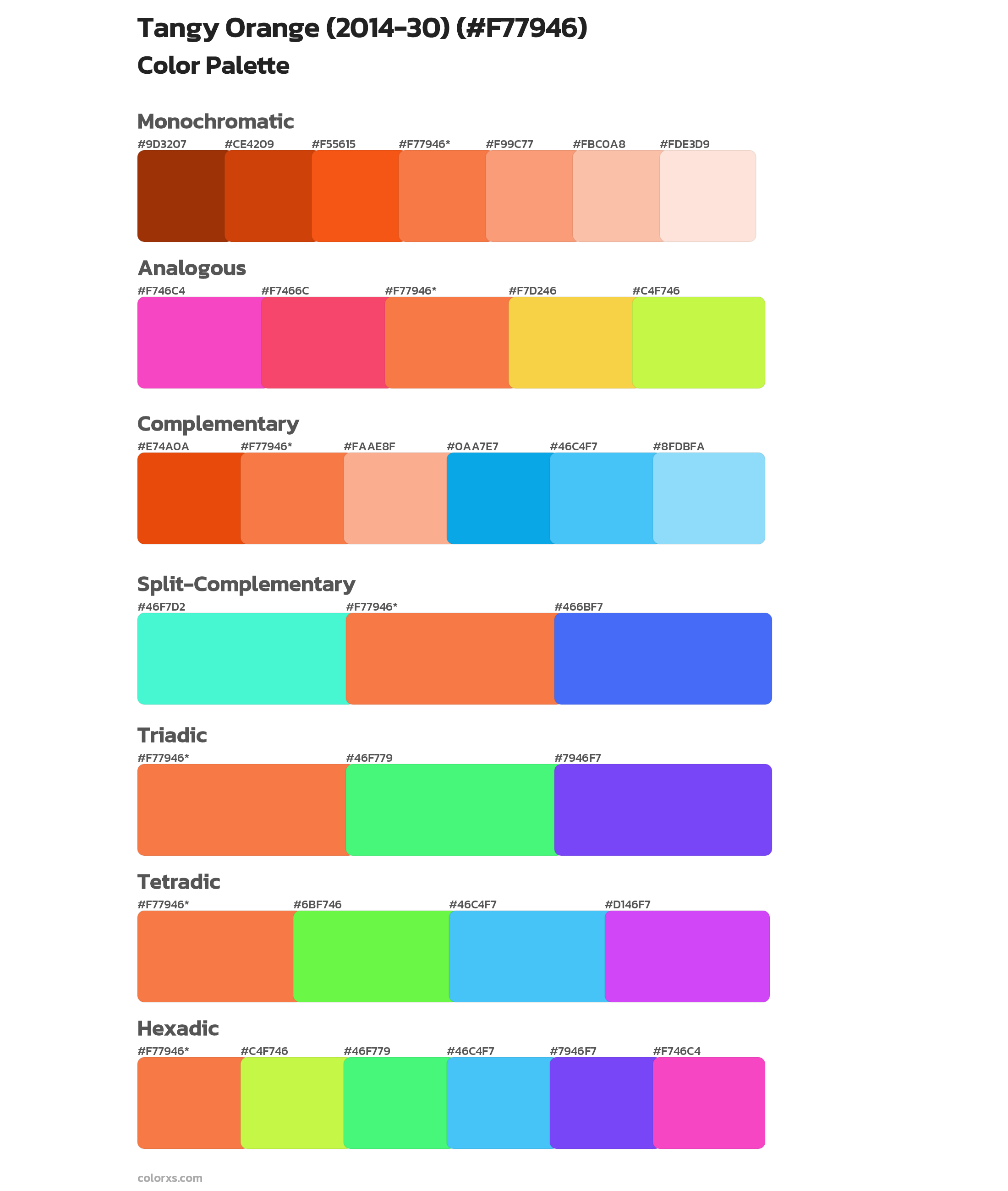Tangy Orange (2014-30) Color Scheme Palettes