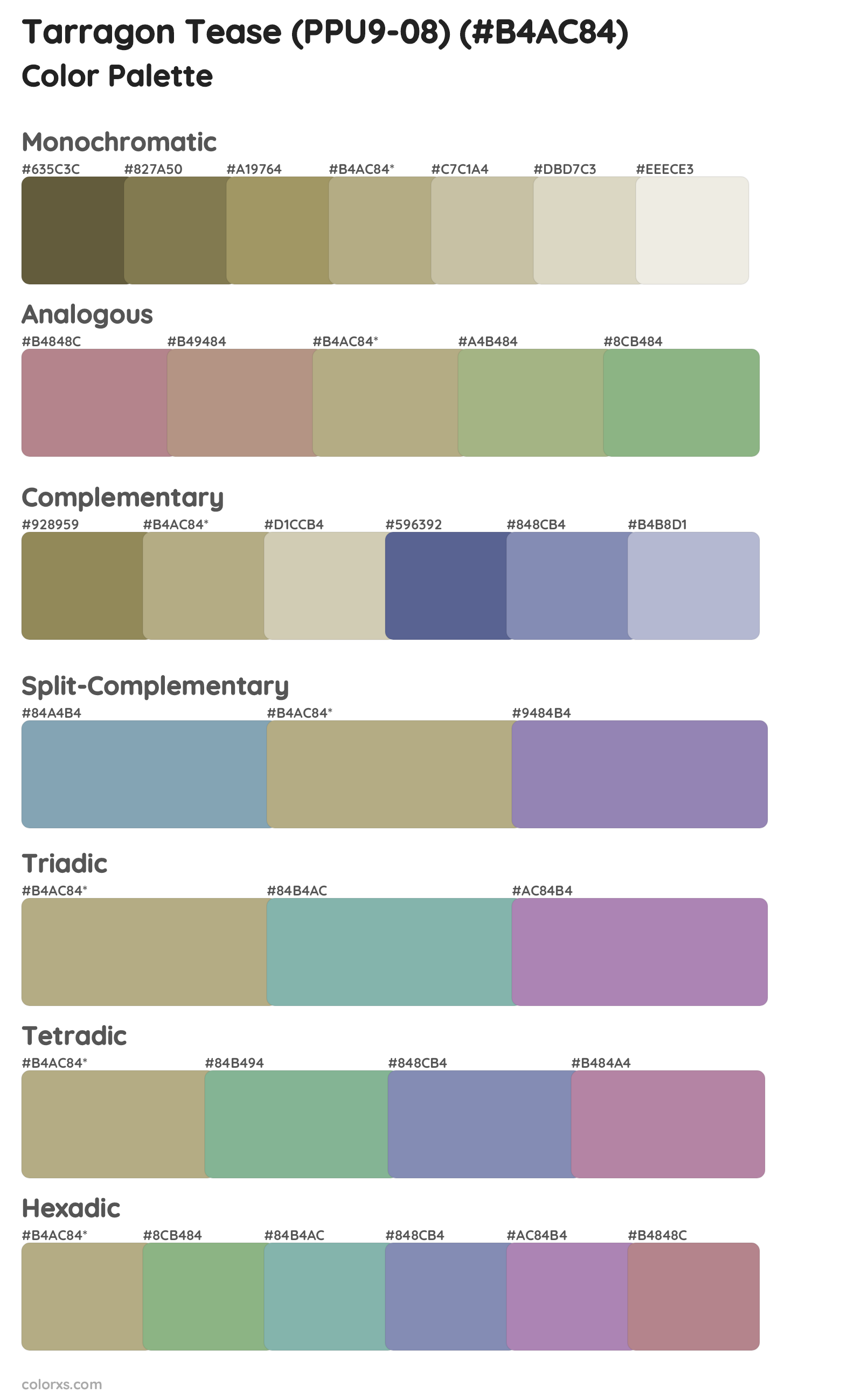 Tarragon Tease (PPU9-08) Color Scheme Palettes
