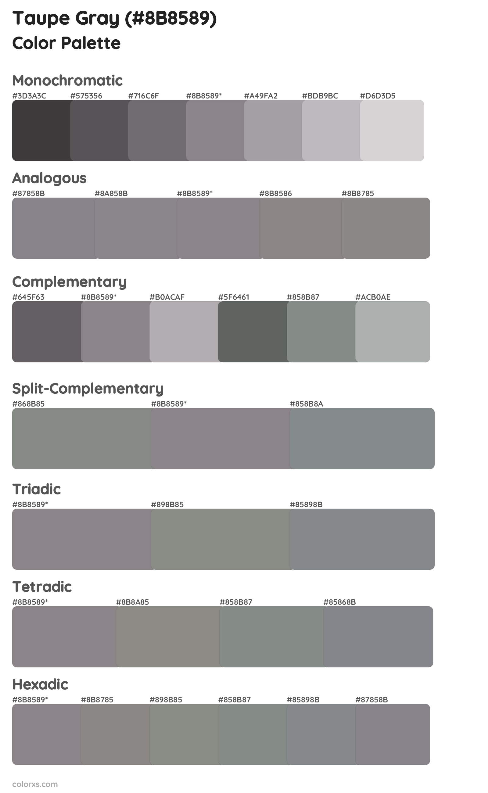 Taupe Gray Color Scheme Palettes