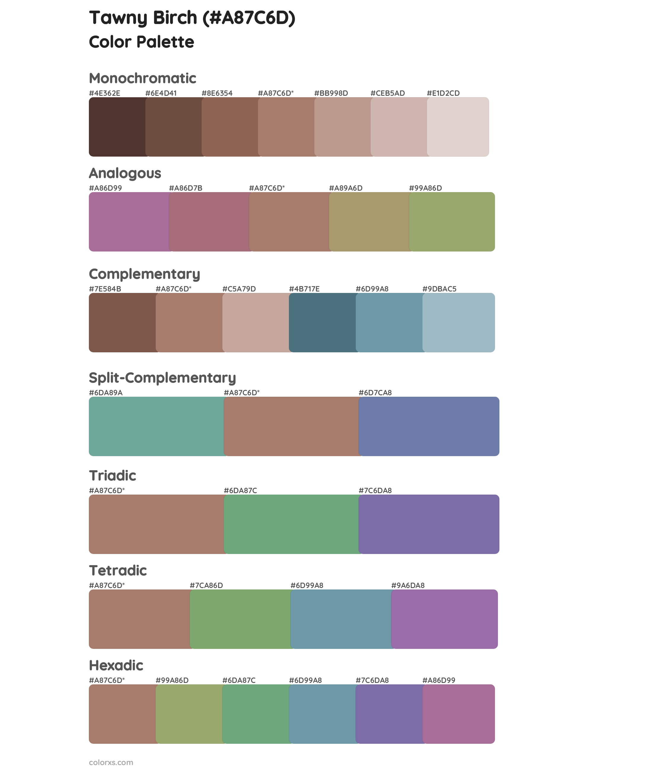 Tawny Birch Color Scheme Palettes