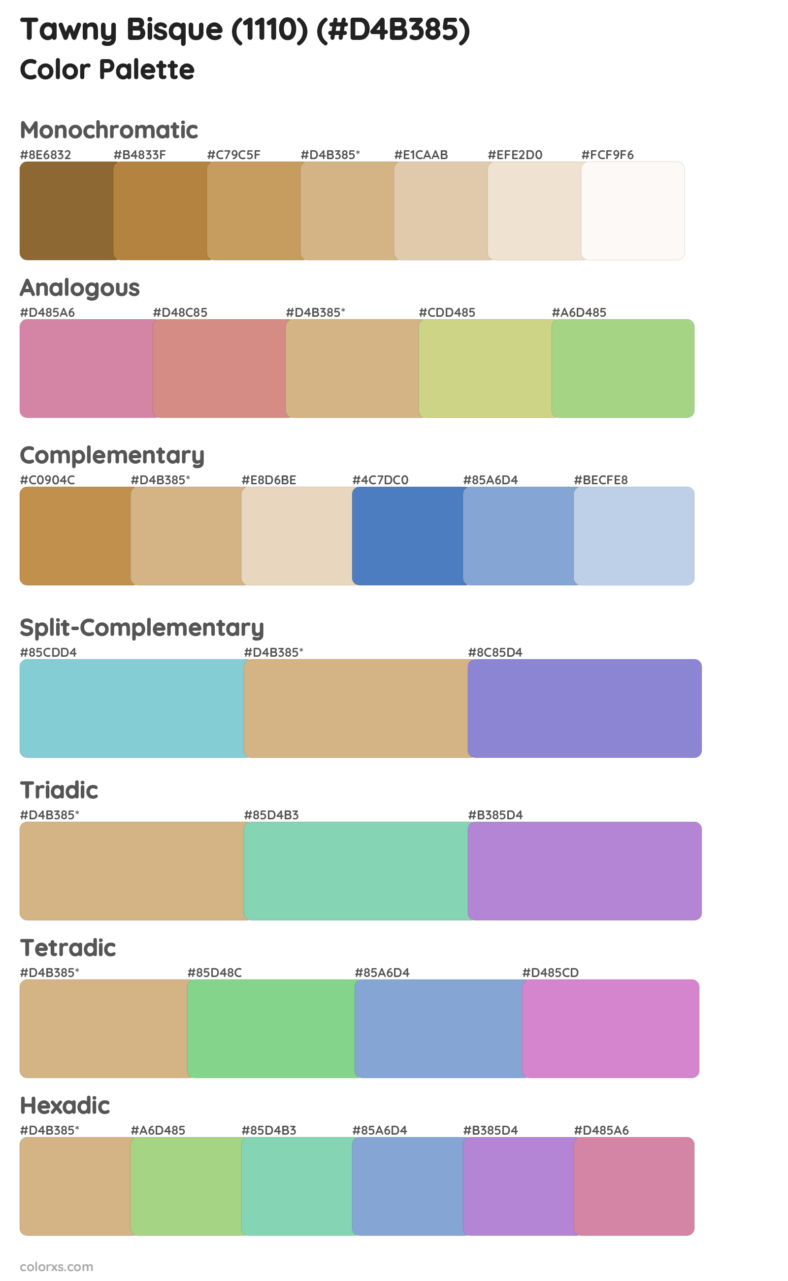 Tawny Bisque (1110) Color Scheme Palettes
