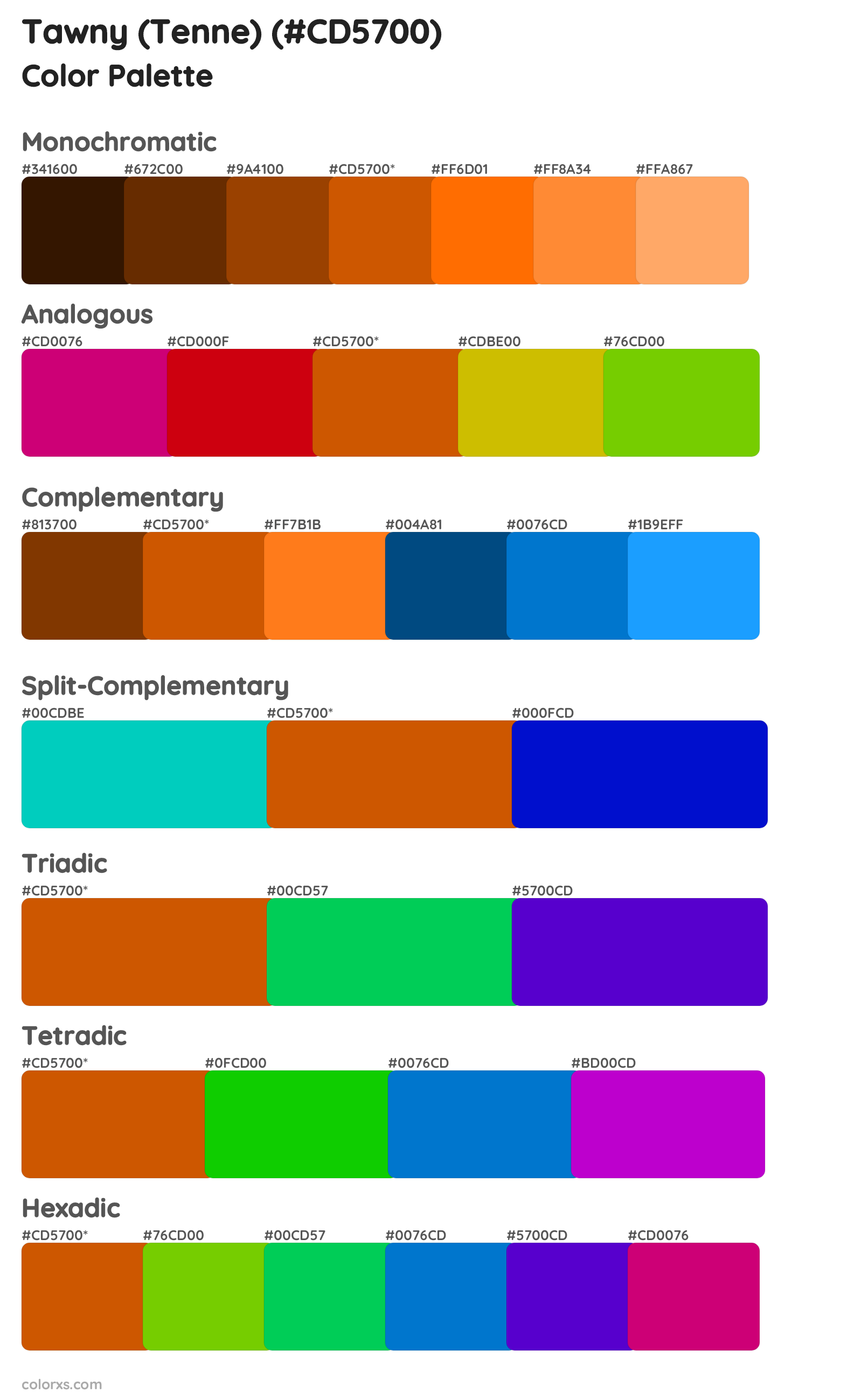 Tawny (Tenne) Color Scheme Palettes
