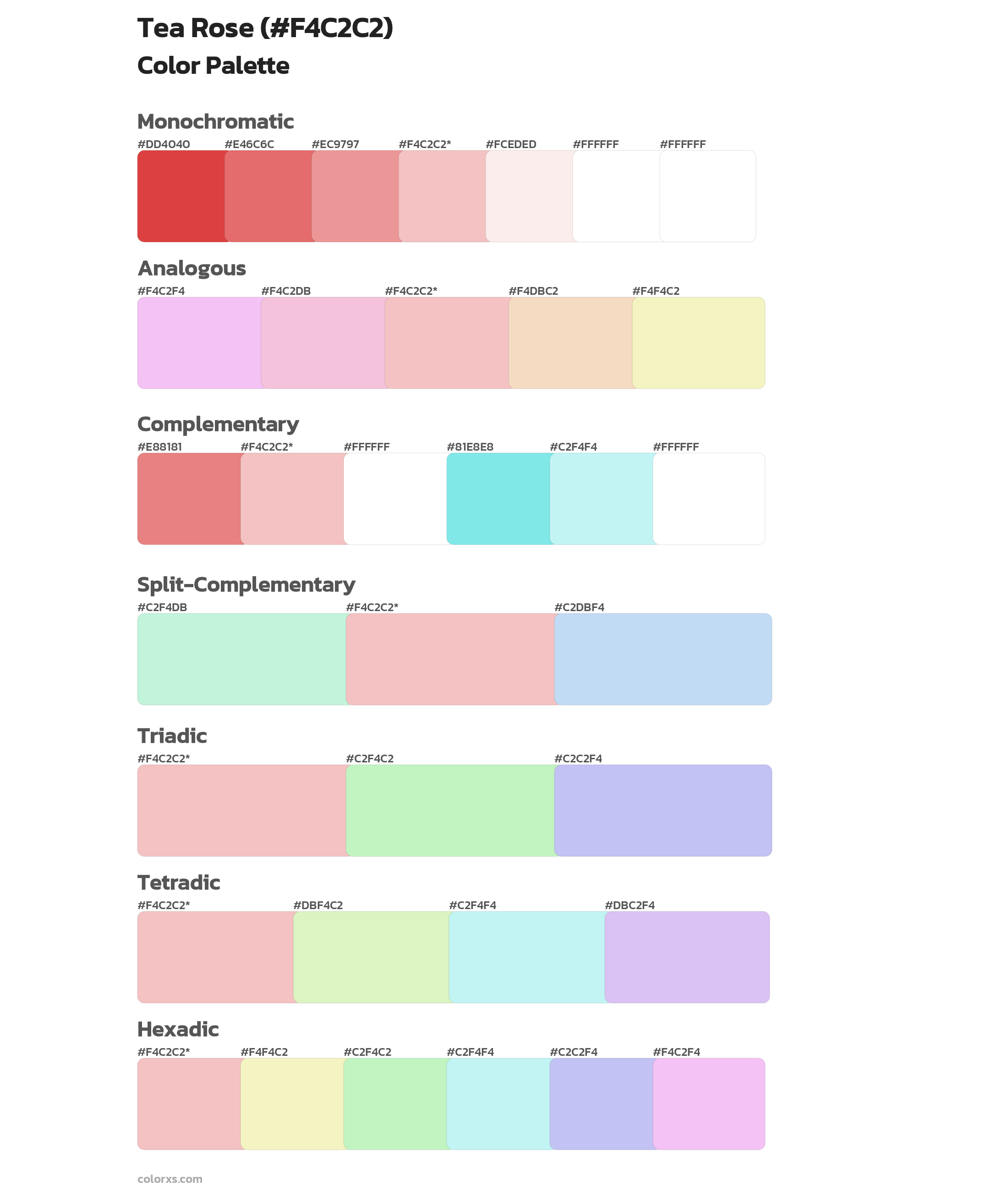 Tea Rose Color Scheme Palettes