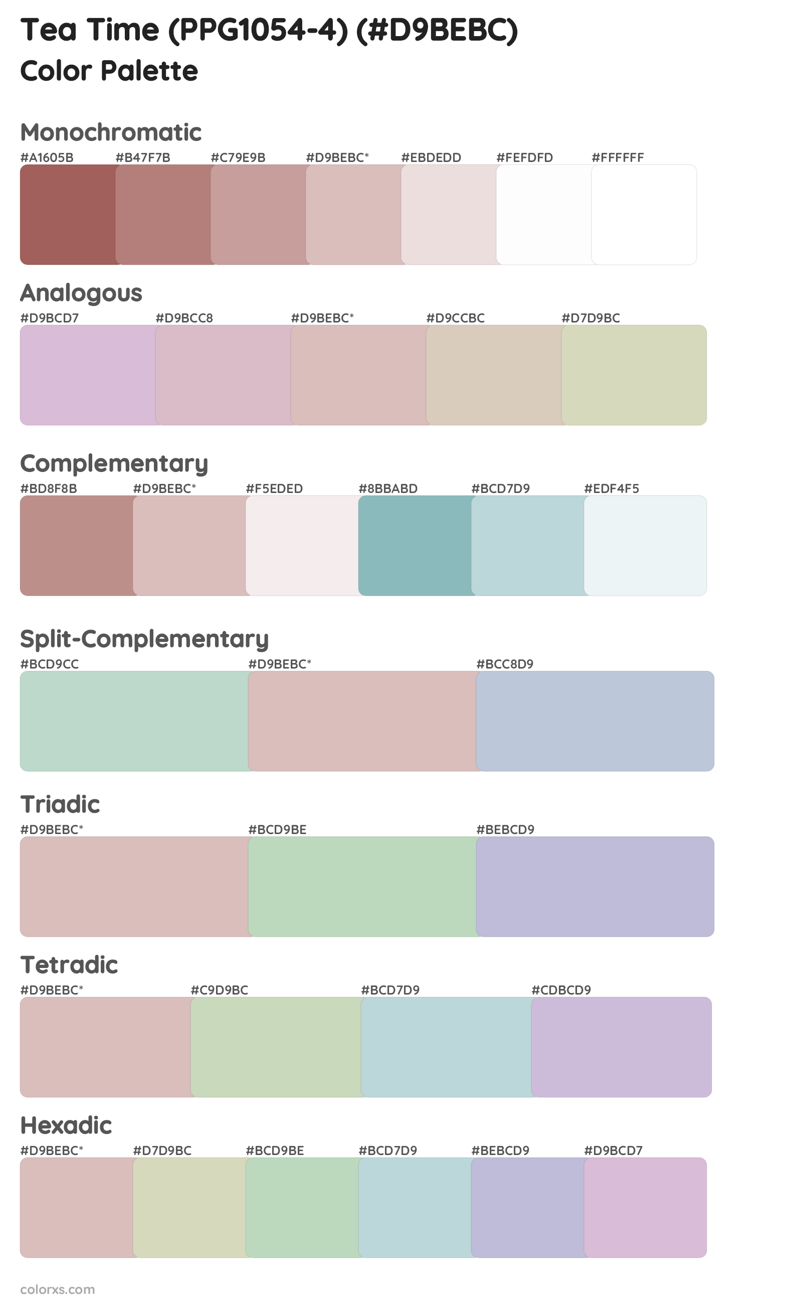 Tea Time (PPG1054-4) Color Scheme Palettes