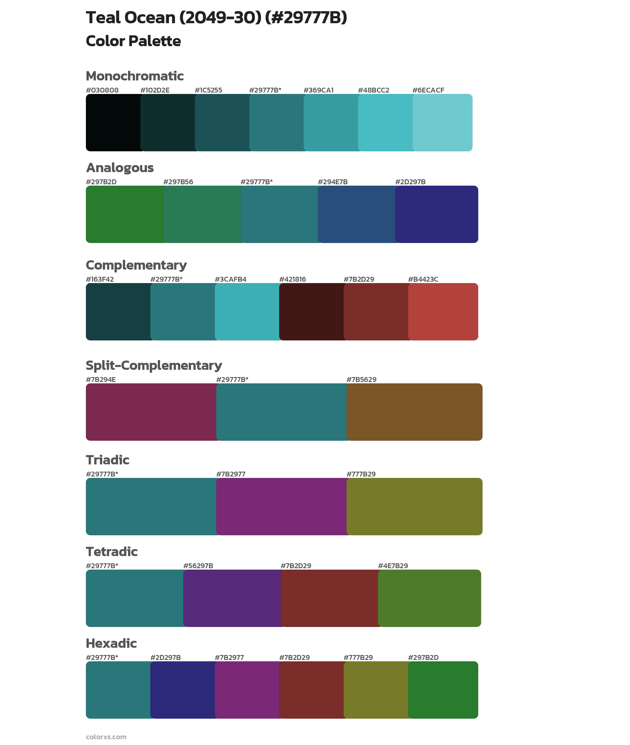 Teal Ocean (2049-30) Color Scheme Palettes