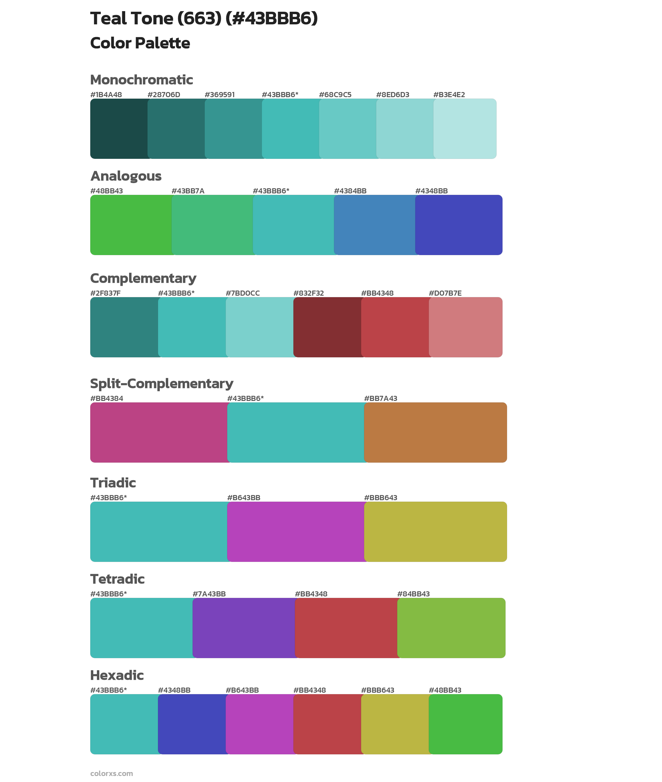 Teal Tone (663) Color Scheme Palettes