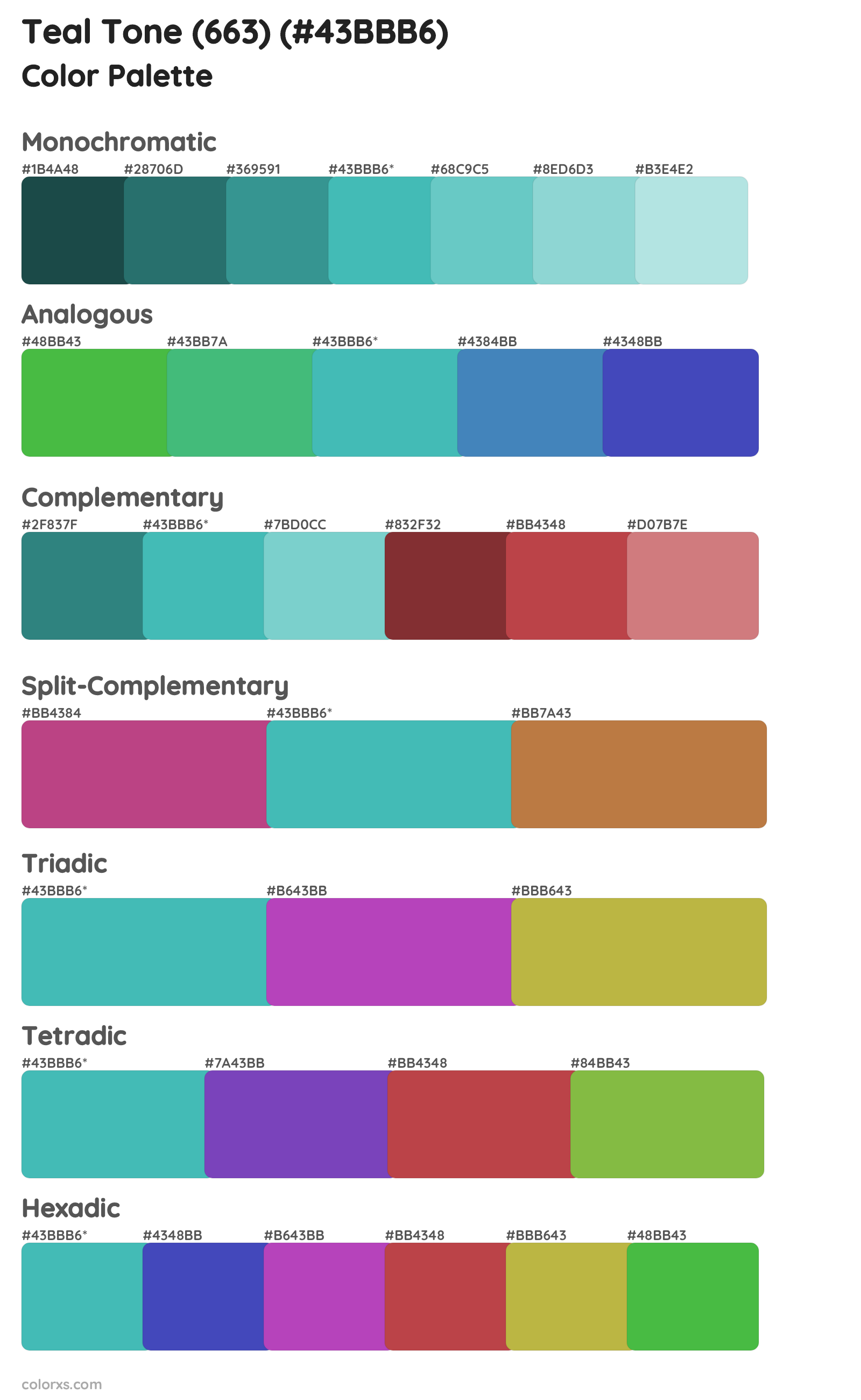 Teal Tone (663) Color Scheme Palettes