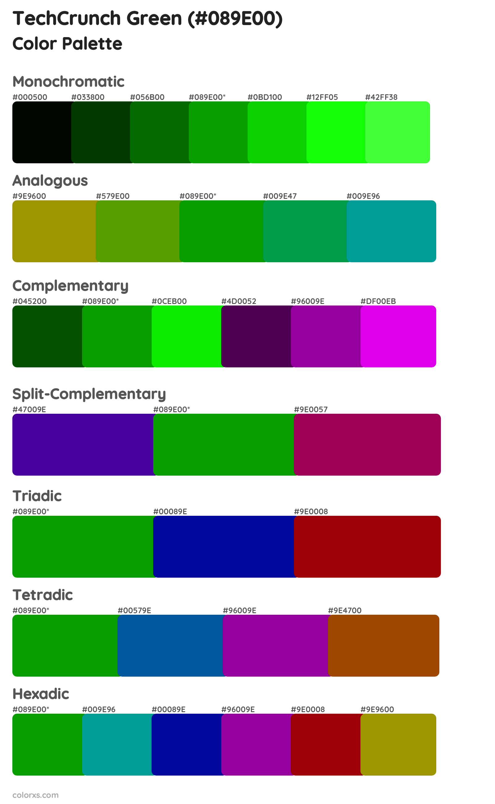 TechCrunch Green Color Scheme Palettes