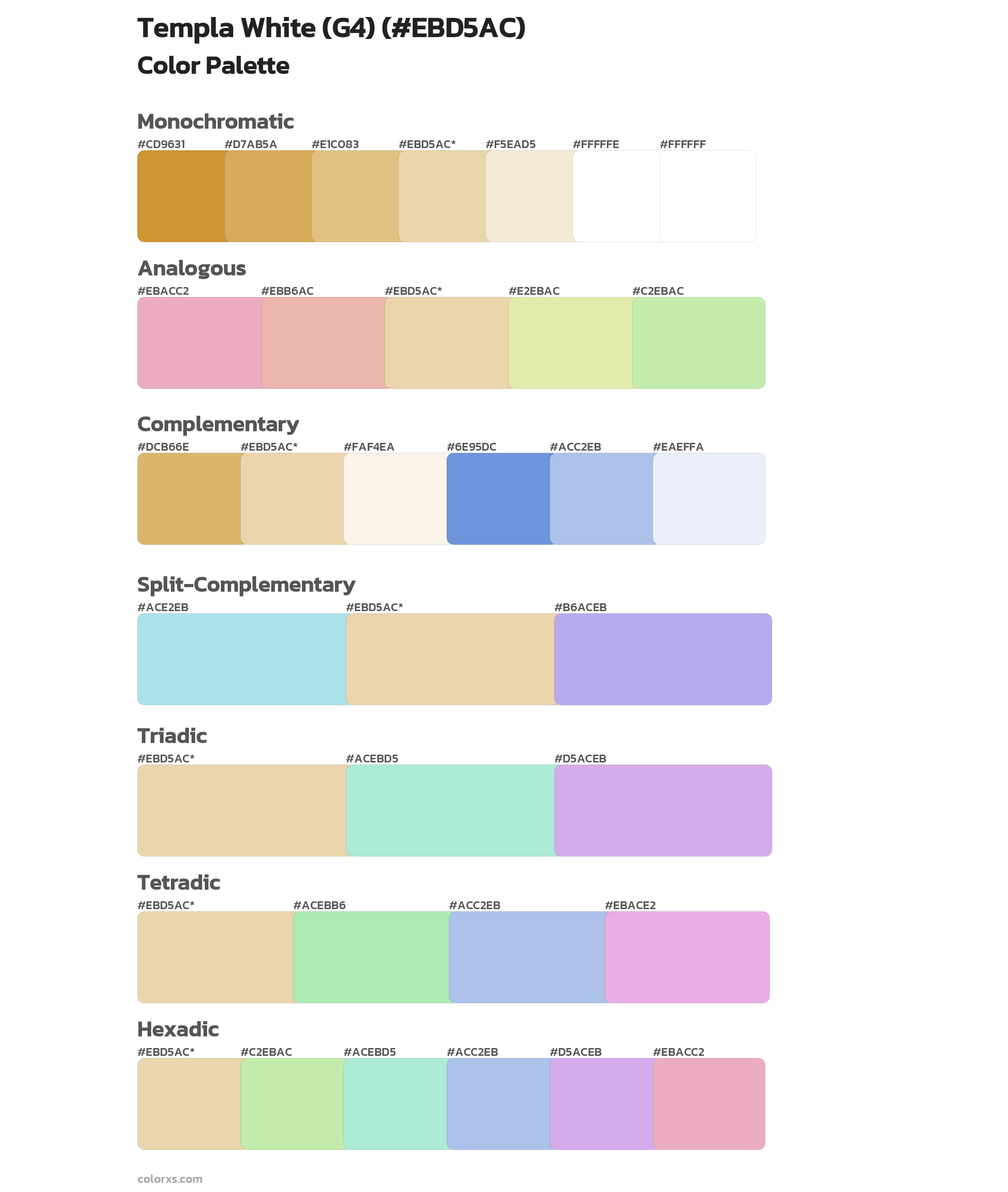 Templa White (G4) Color Scheme Palettes