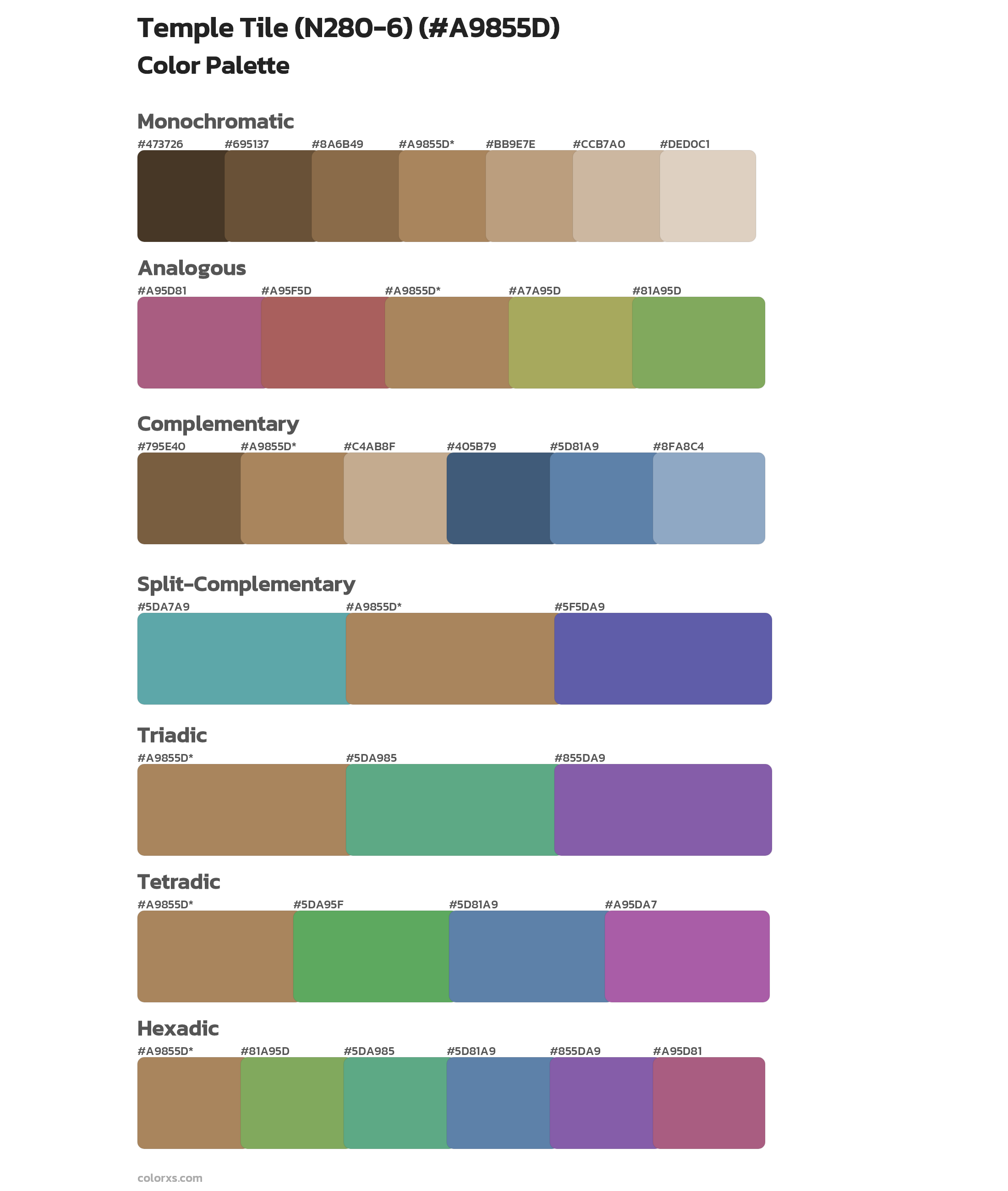 Temple Tile (N280-6) Color Scheme Palettes