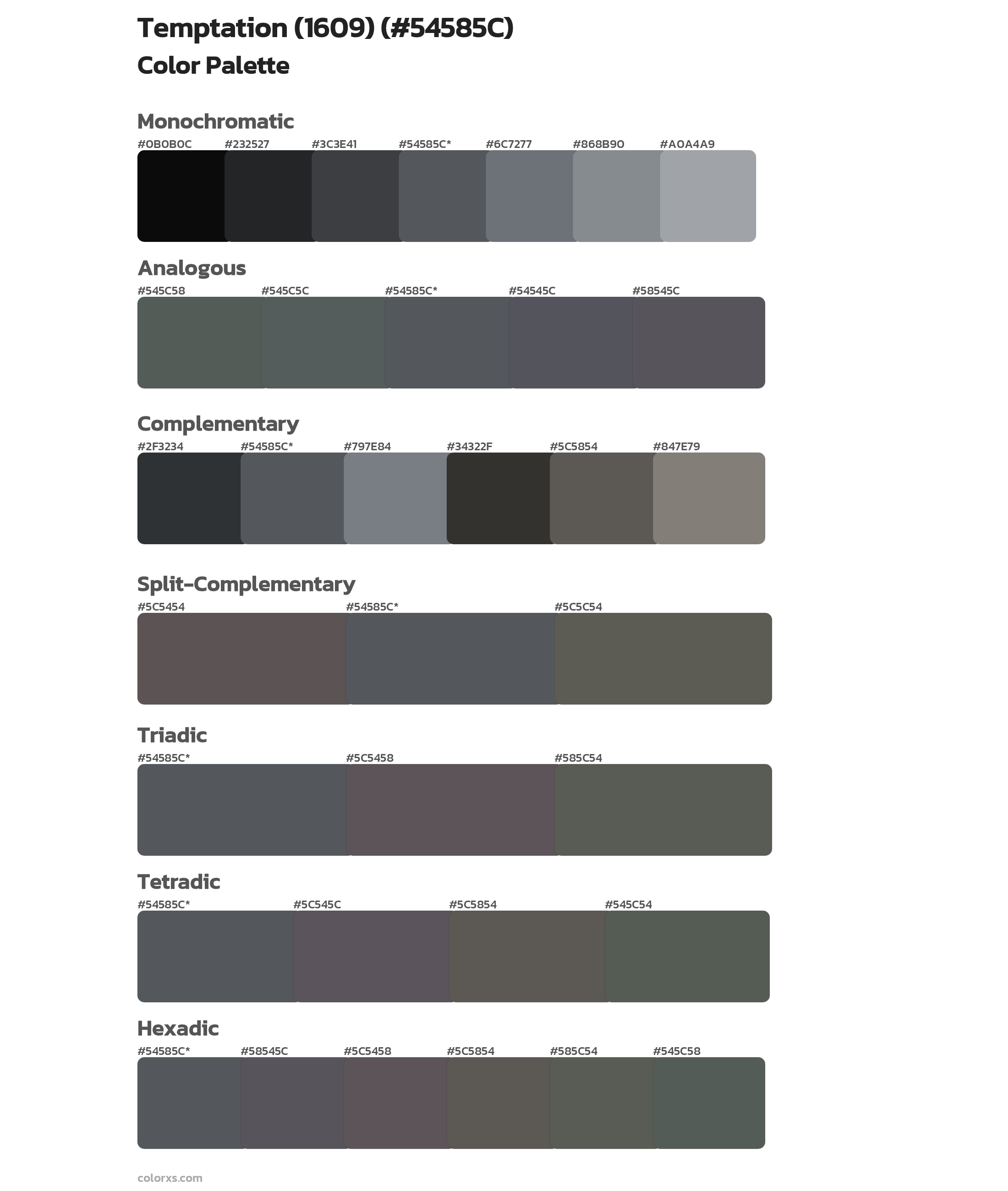 Benjamin Moore Temptation (1609) Paint coordinating colors and palettes