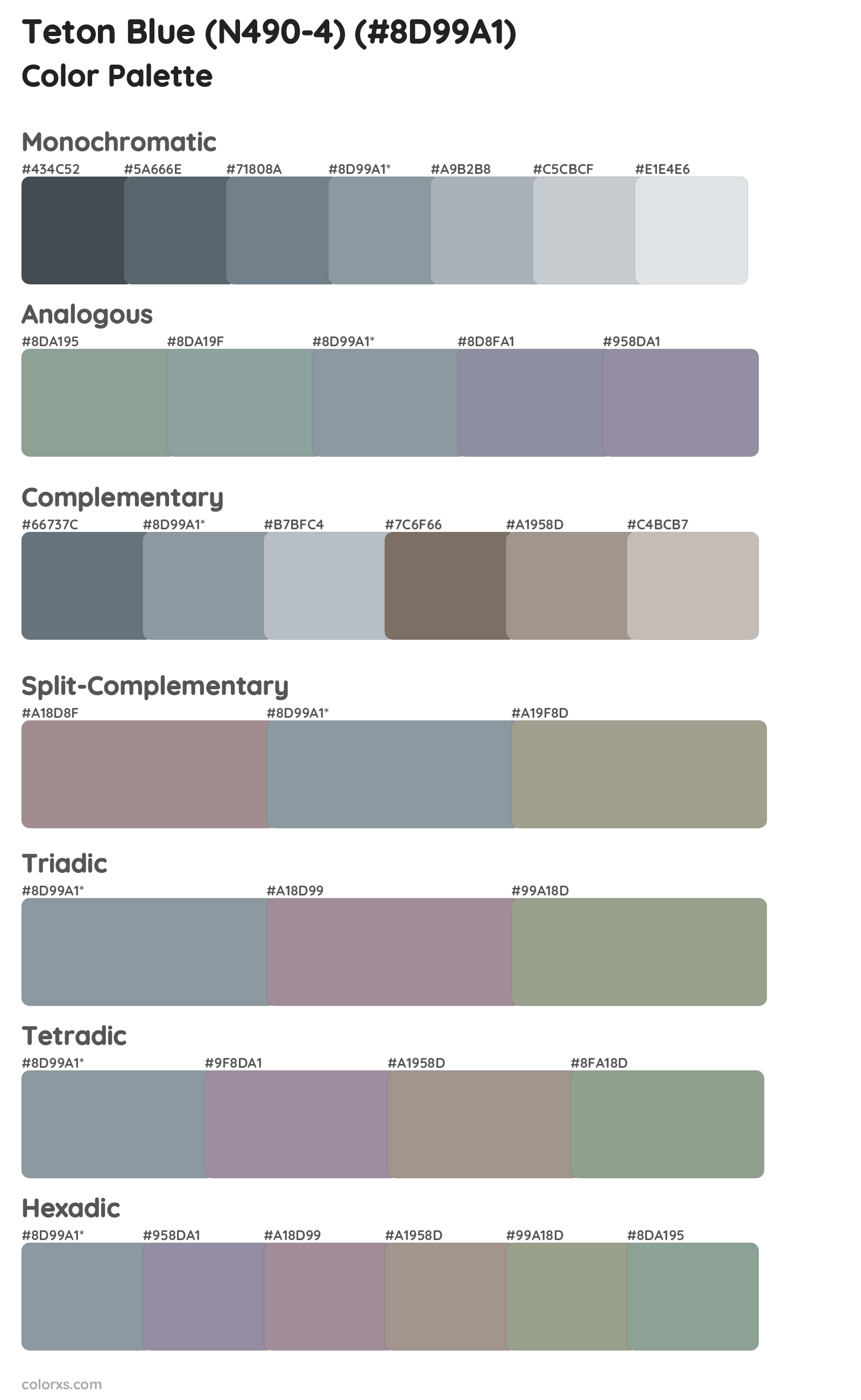 Teton Blue (N490-4) Color Scheme Palettes
