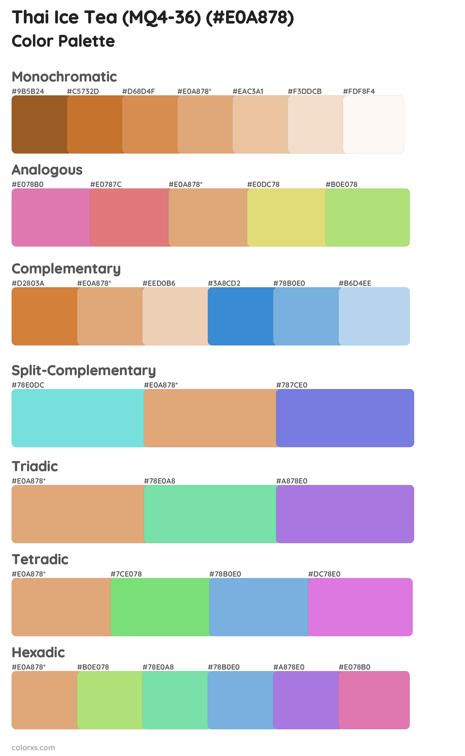 Thai Ice Tea (MQ4-36) Color Scheme Palettes