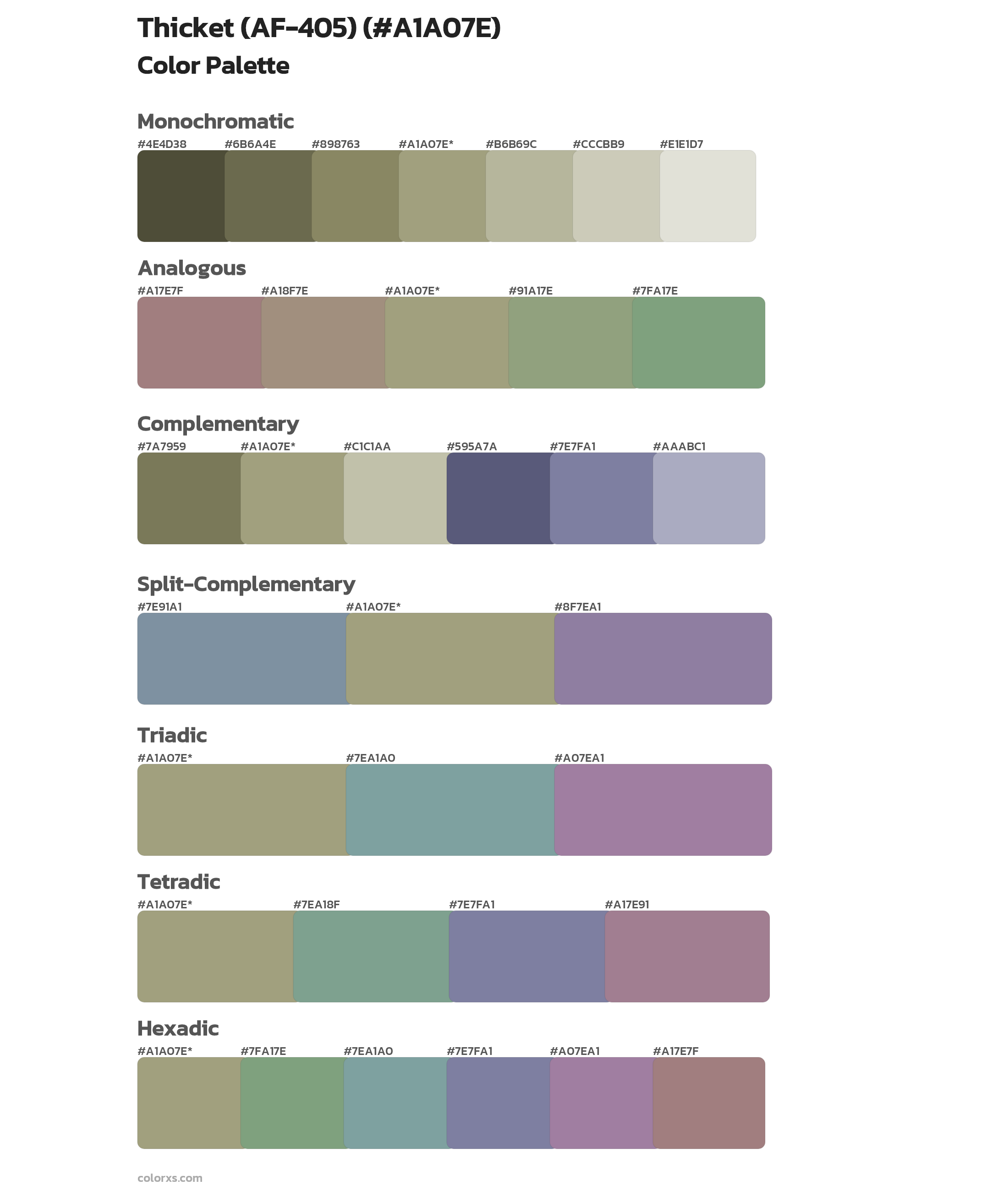 Thicket (AF-405) Color Scheme Palettes