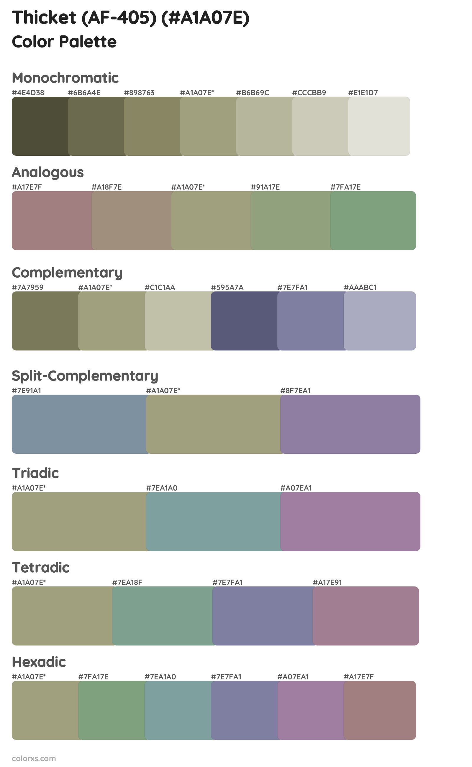 Thicket (AF-405) Color Scheme Palettes