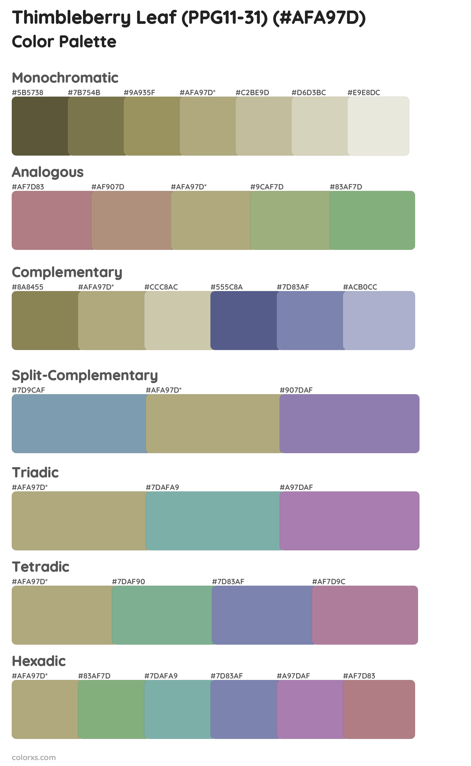 Thimbleberry Leaf (PPG11-31) Color Scheme Palettes
