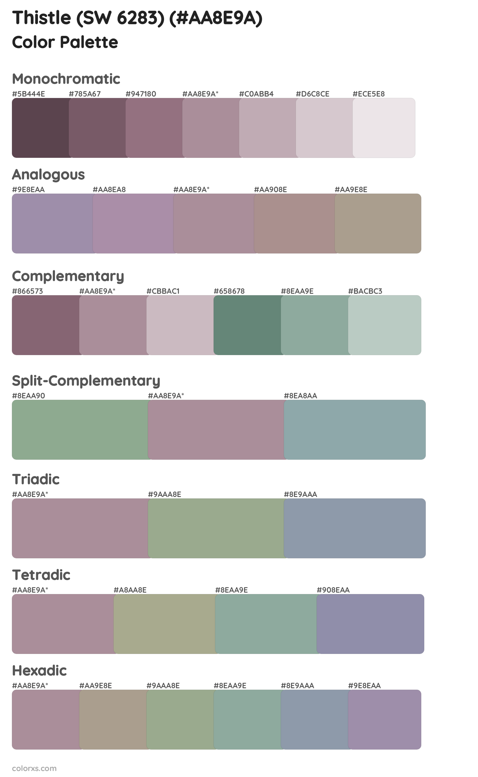 Thistle (SW 6283) Color Scheme Palettes