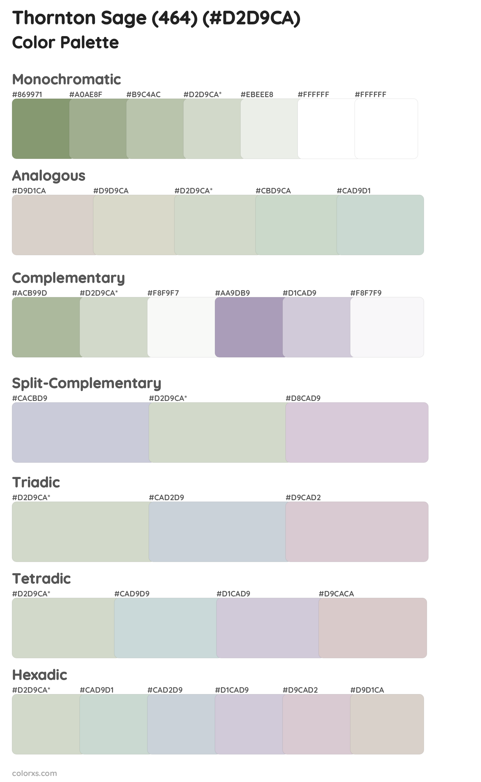 Thornton Sage (464) Color Scheme Palettes
