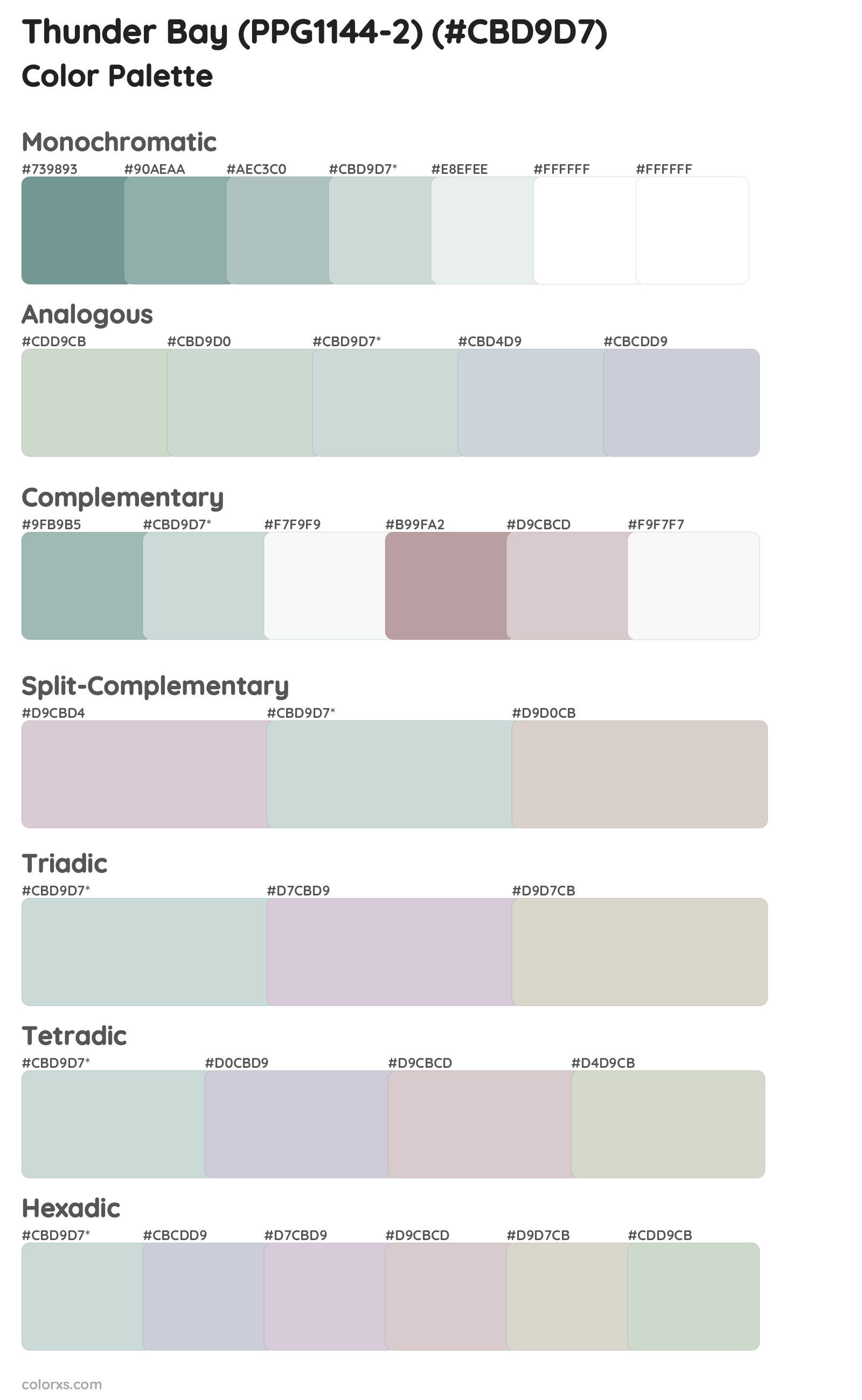 Thunder Bay (PPG1144-2) Color Scheme Palettes