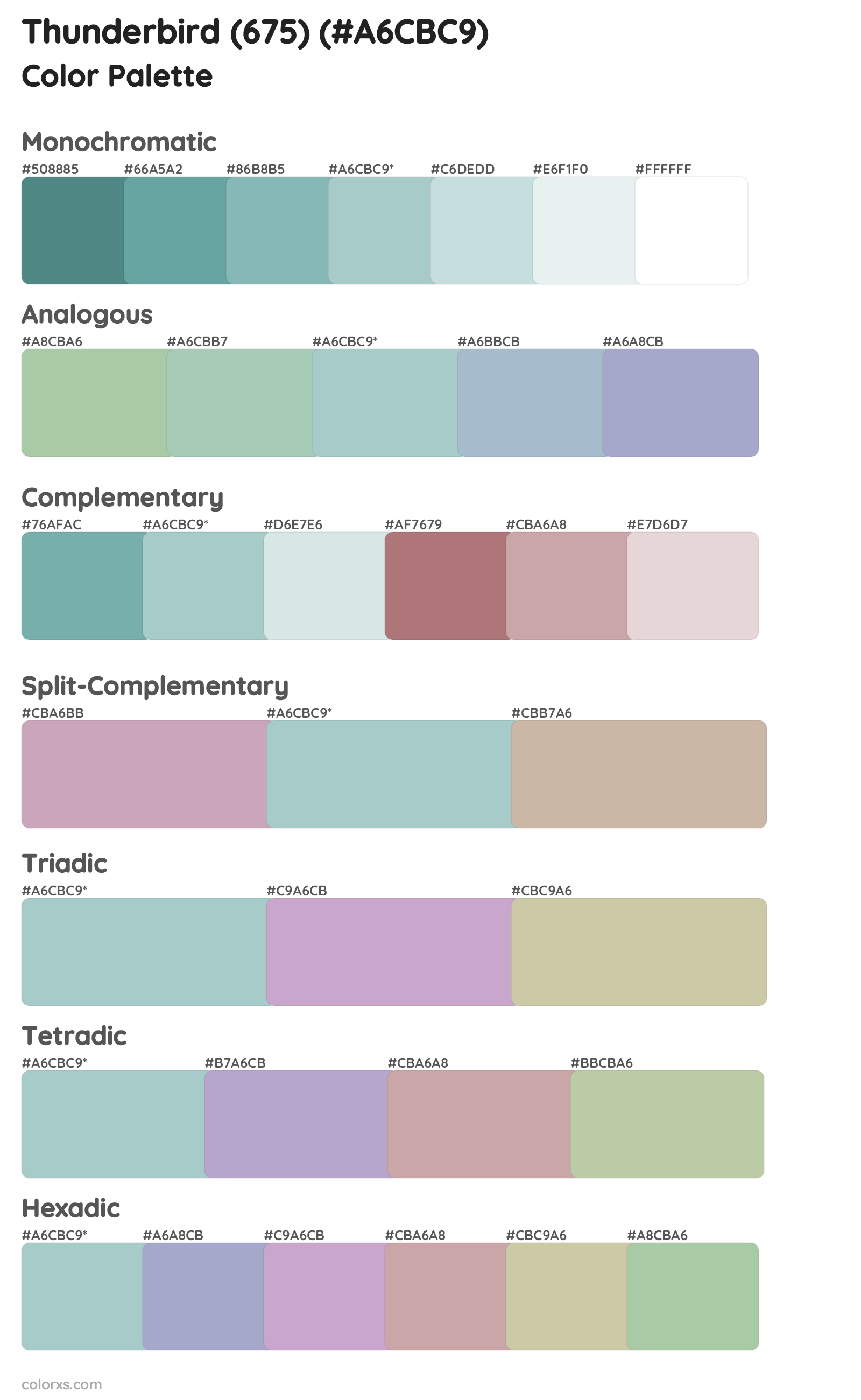 Thunderbird (675) Color Scheme Palettes