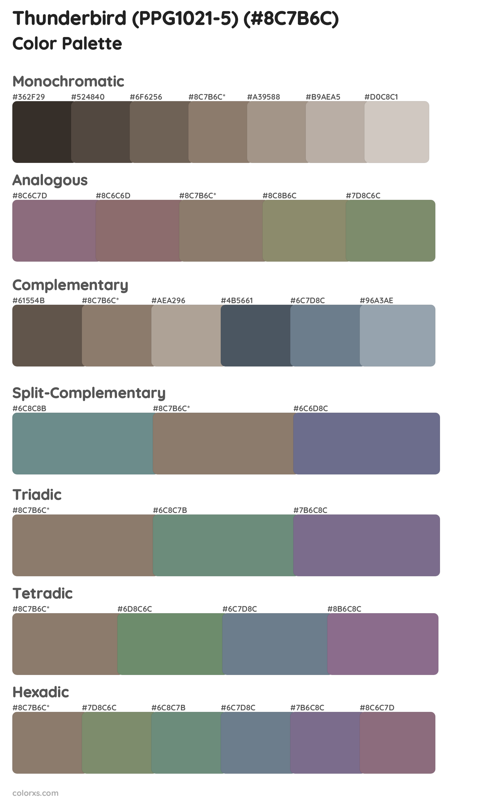 Thunderbird (PPG1021-5) Color Scheme Palettes