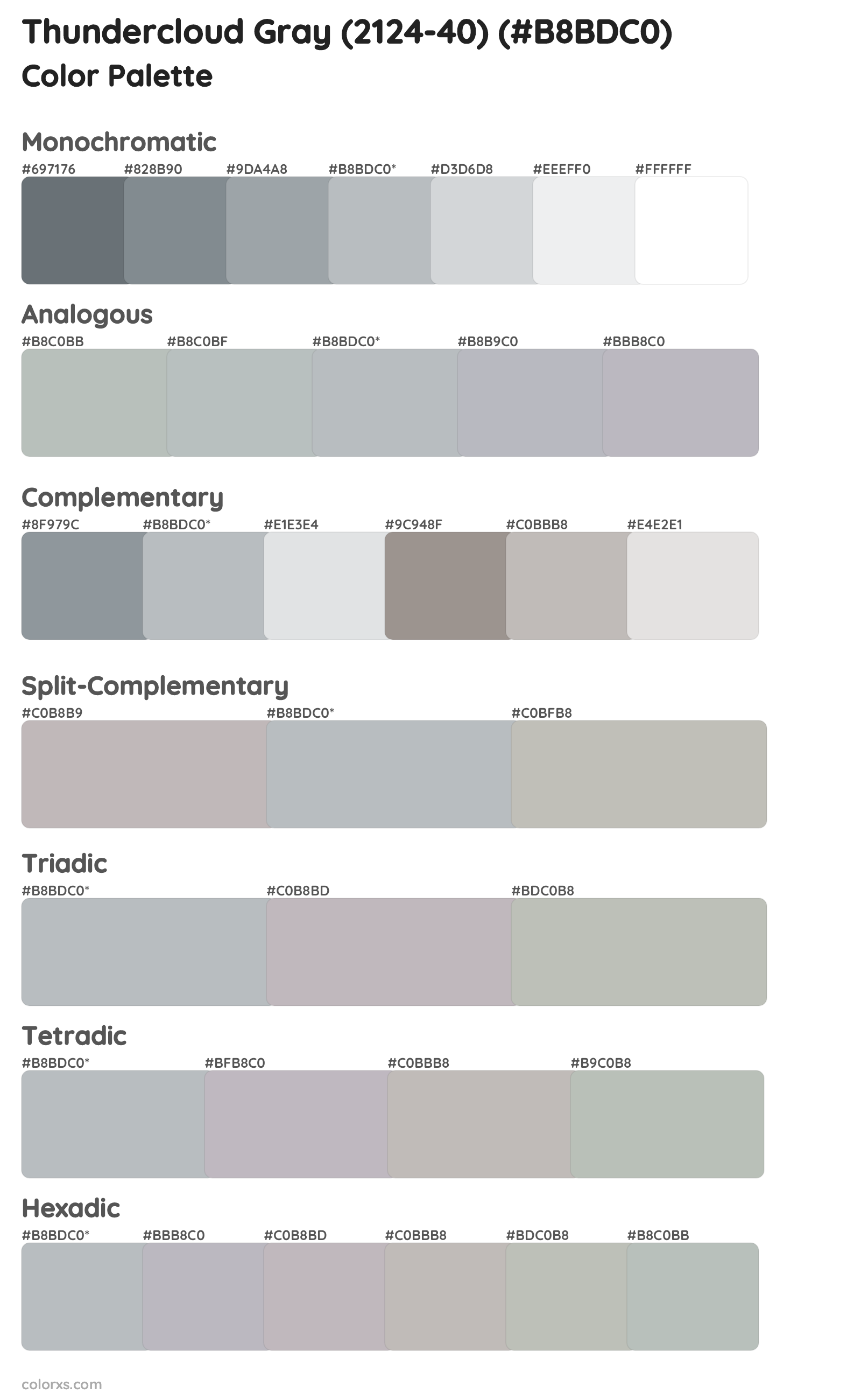 Thundercloud Gray (2124-40) Color Scheme Palettes