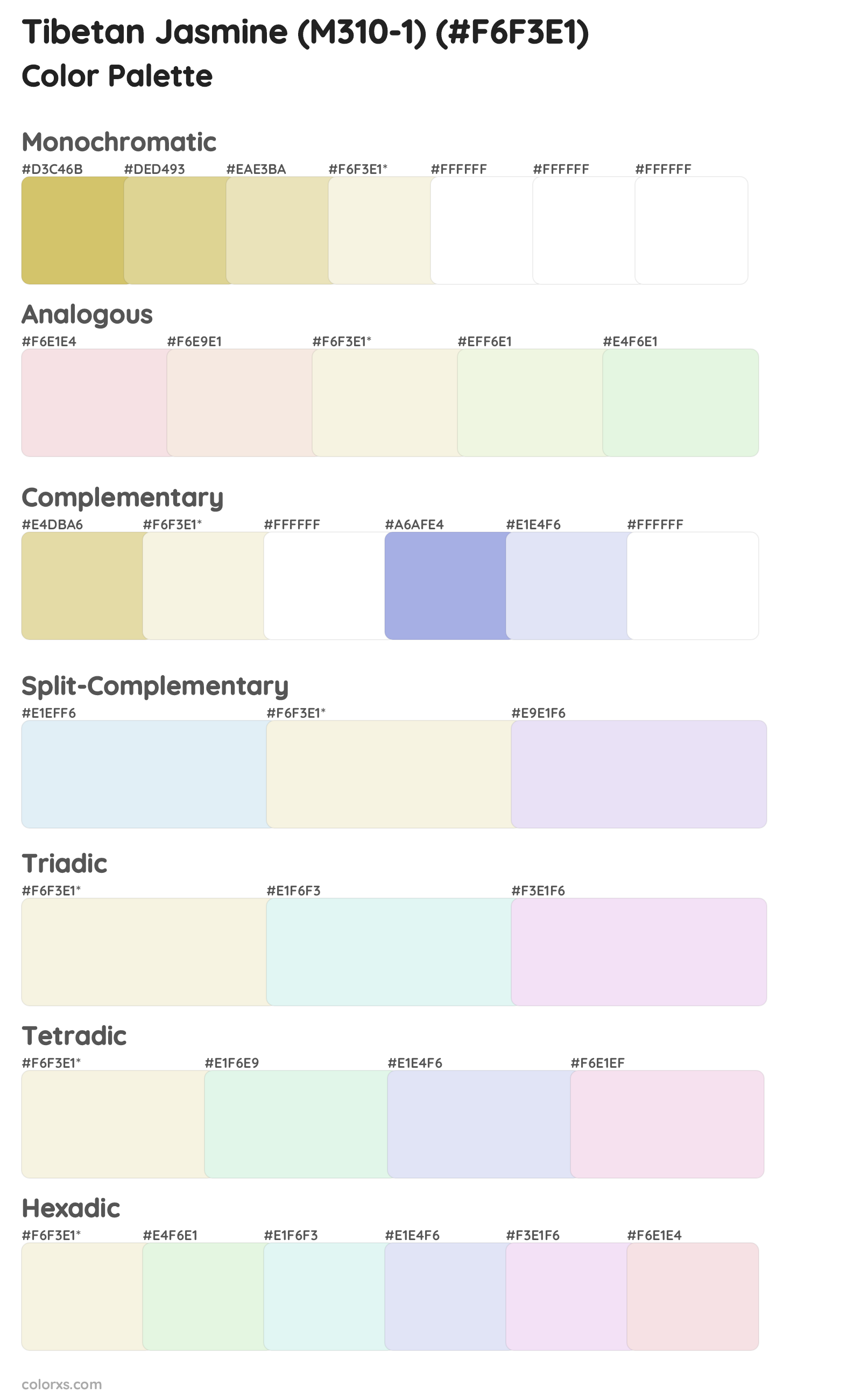 Tibetan Jasmine (M310-1) Color Scheme Palettes