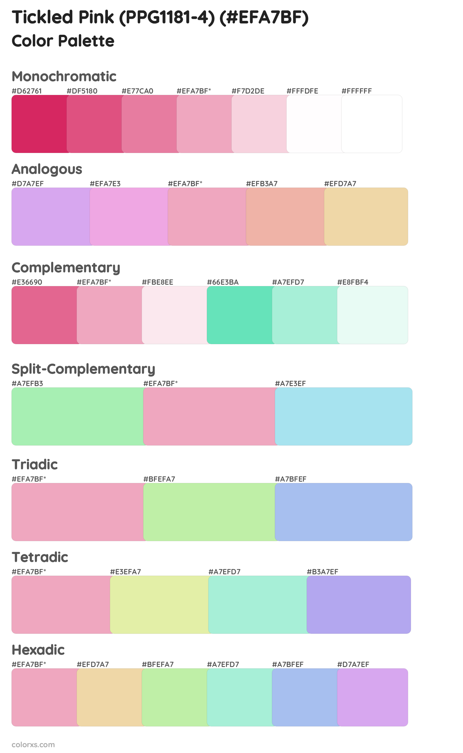Tickled Pink (PPG1181-4) Color Scheme Palettes