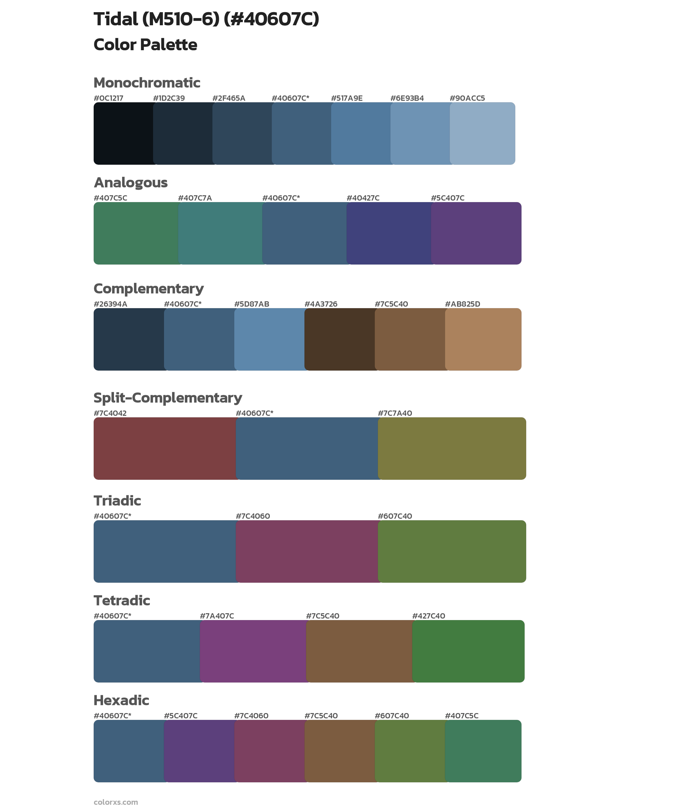 Tidal (M510-6) Color Scheme Palettes