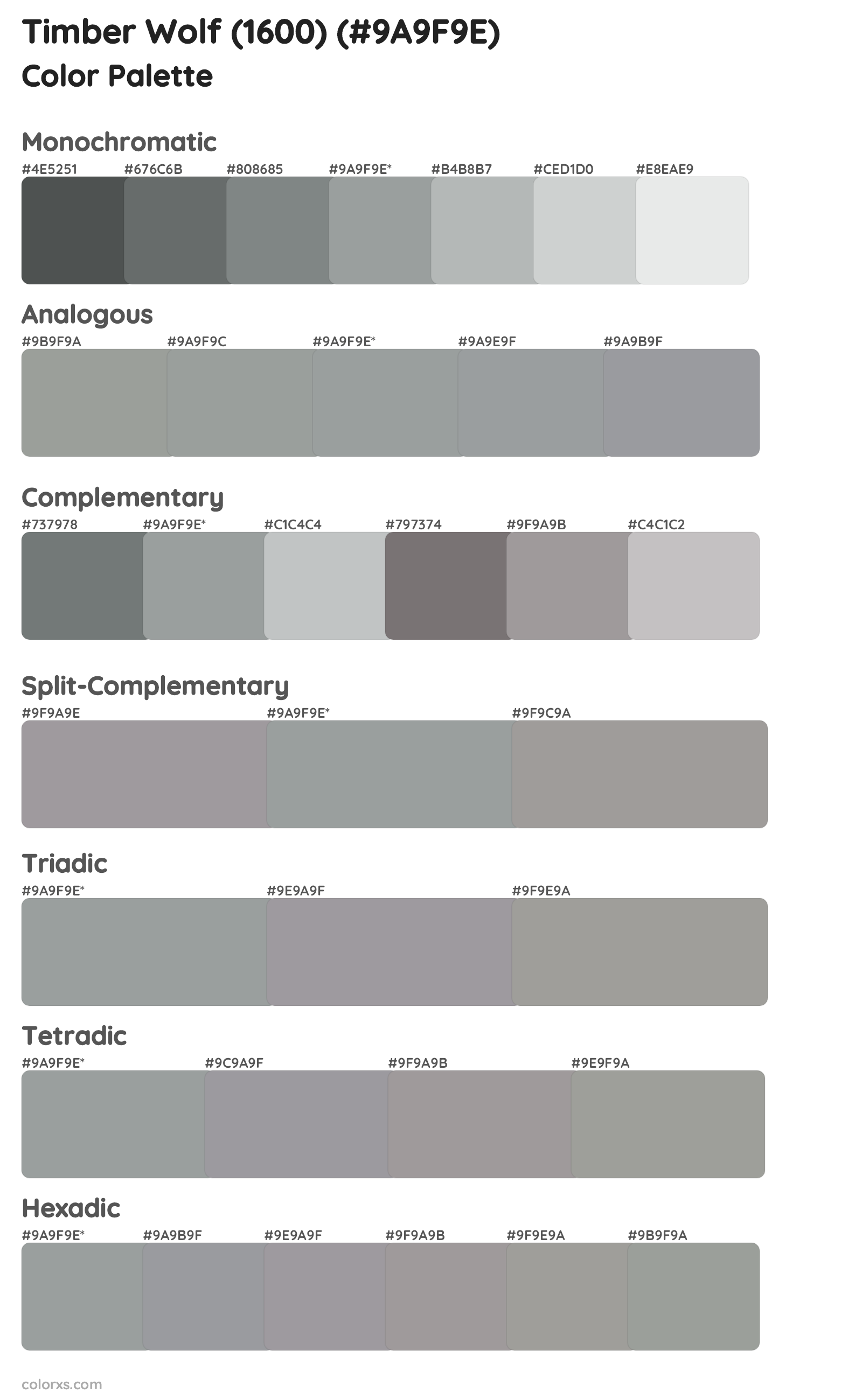 Timber Wolf (1600) Color Scheme Palettes