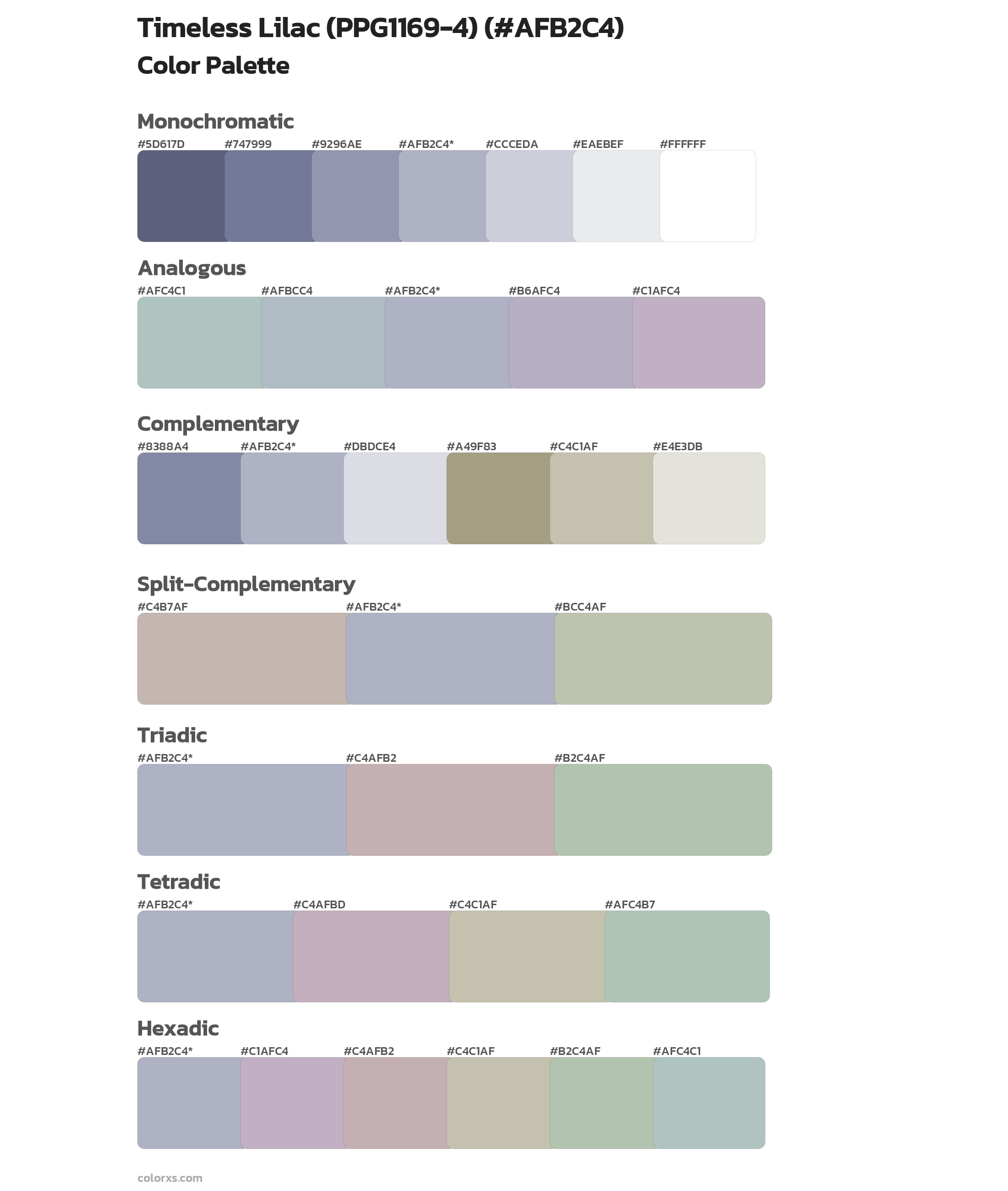 Timeless Lilac (PPG1169-4) Color Scheme Palettes