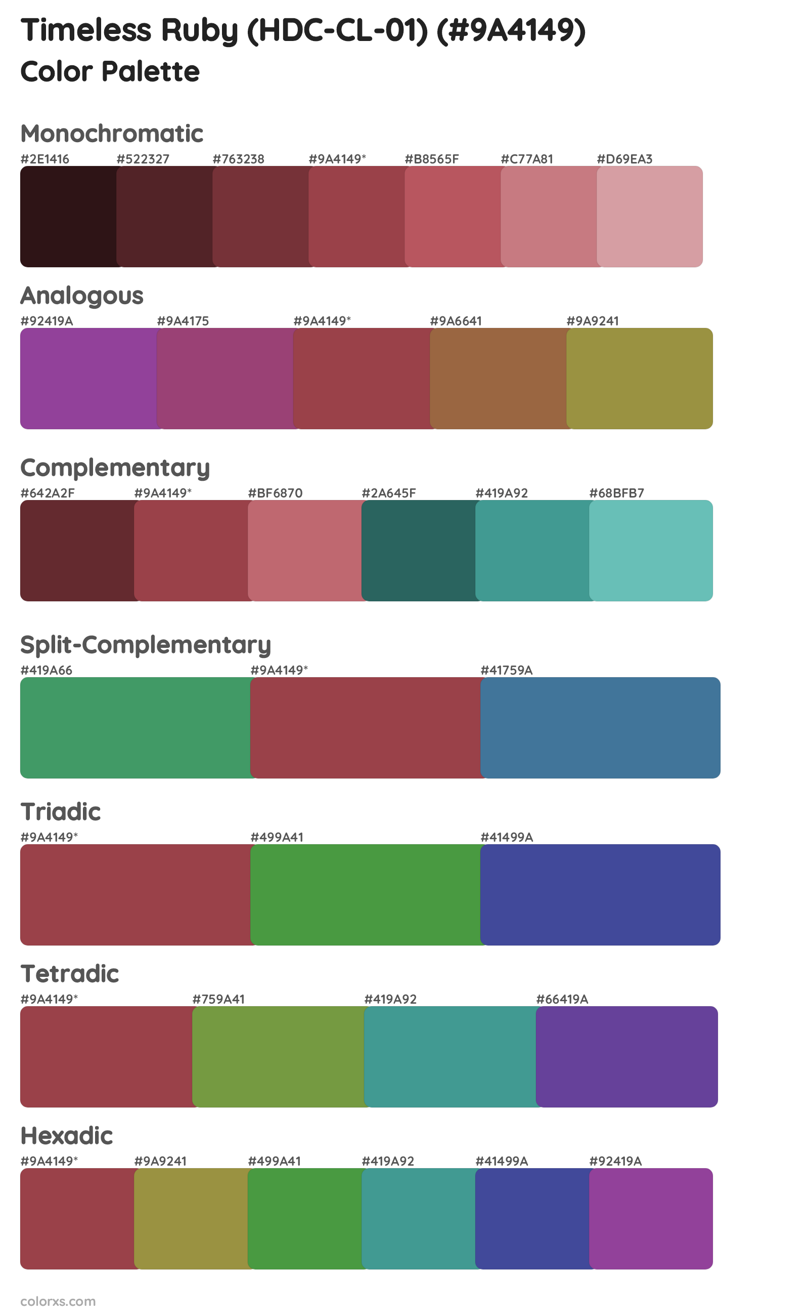 Timeless Ruby (HDC-CL-01) Color Scheme Palettes