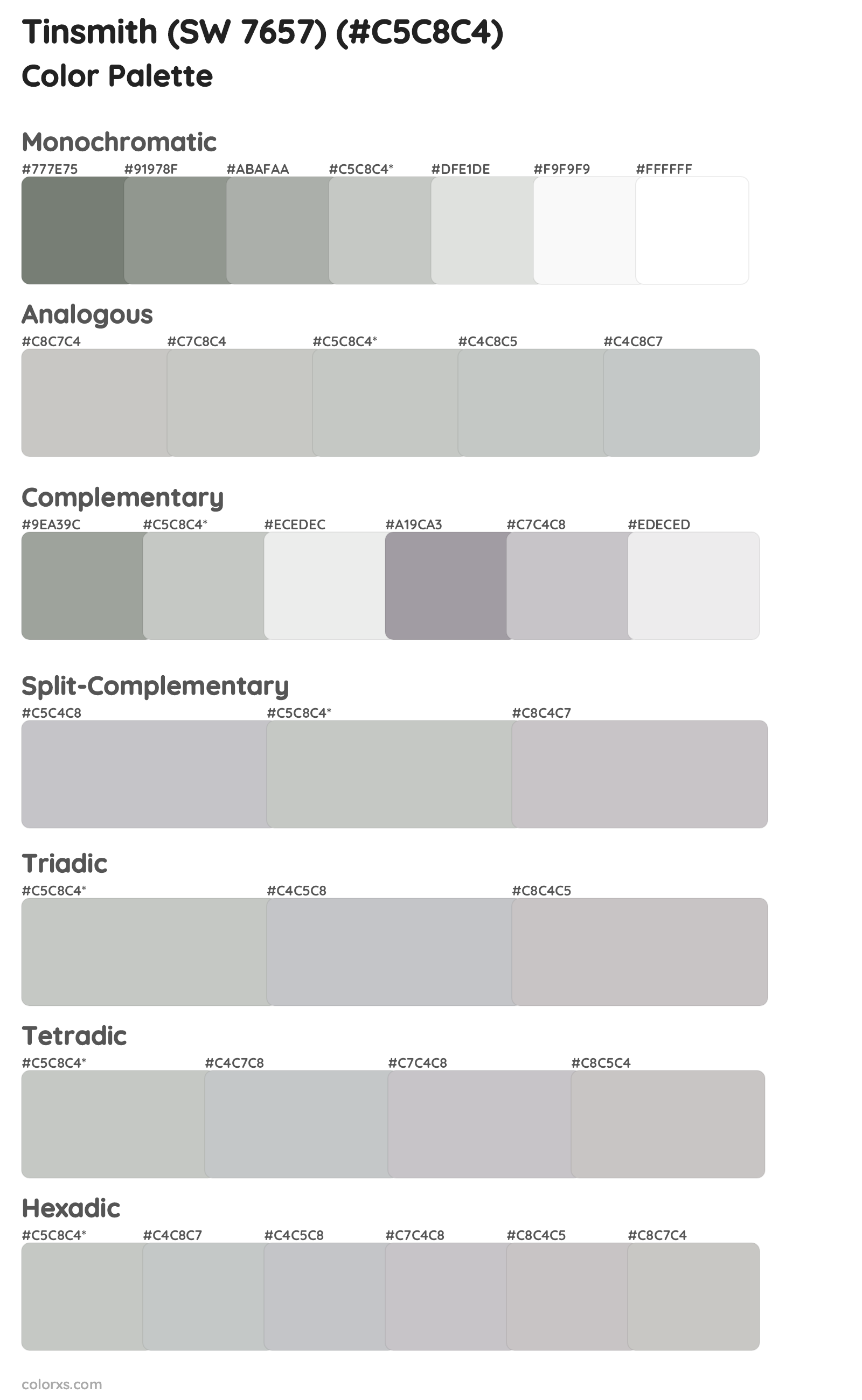 Tinsmith (SW 7657) Color Scheme Palettes
