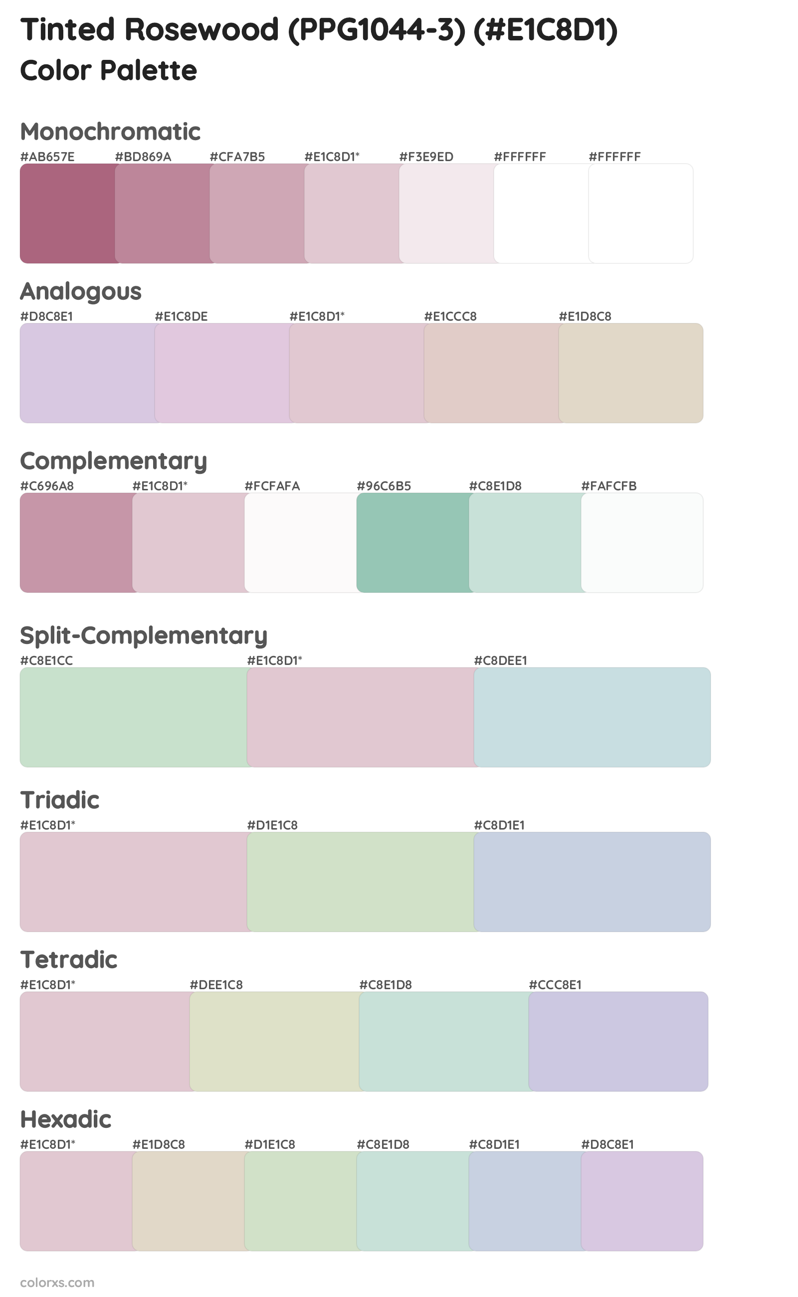 Tinted Rosewood (PPG1044-3) Color Scheme Palettes