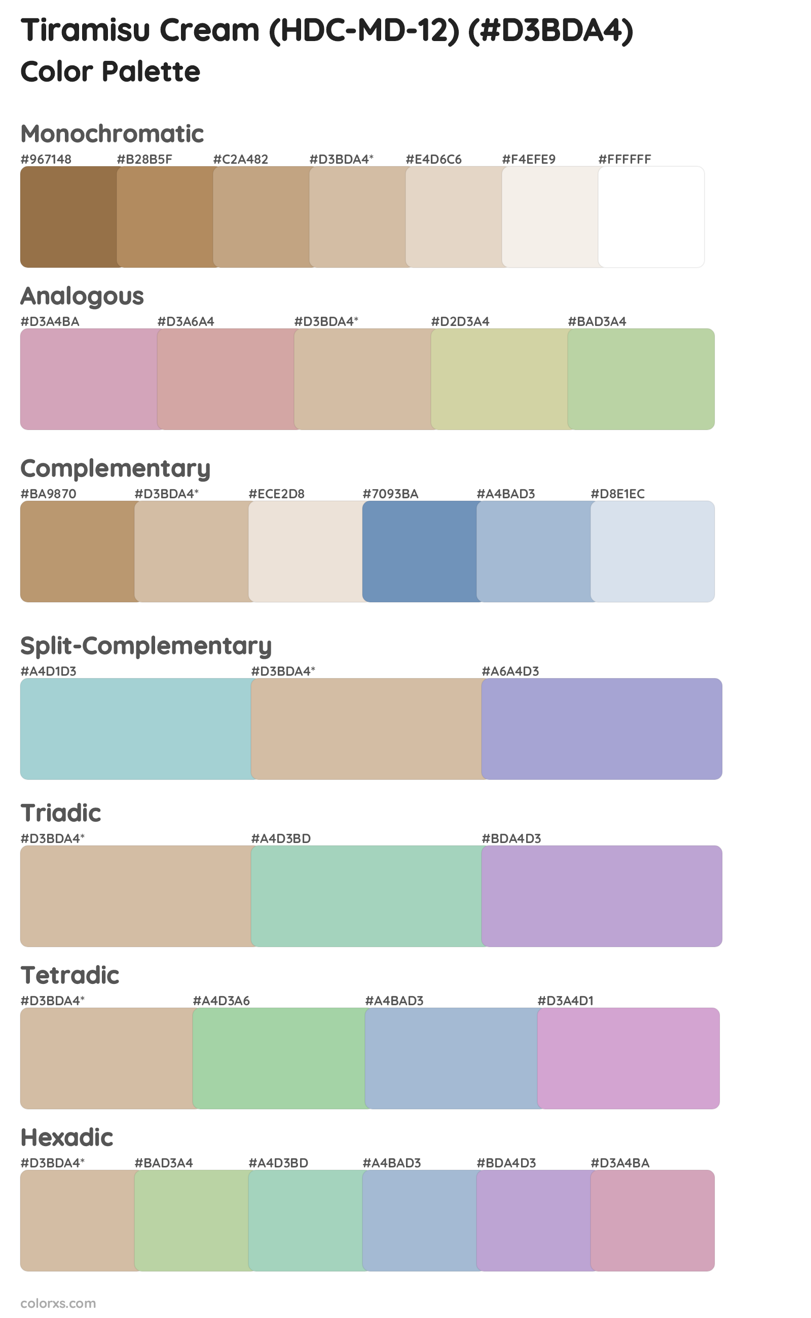 Tiramisu Cream (HDC-MD-12) Color Scheme Palettes