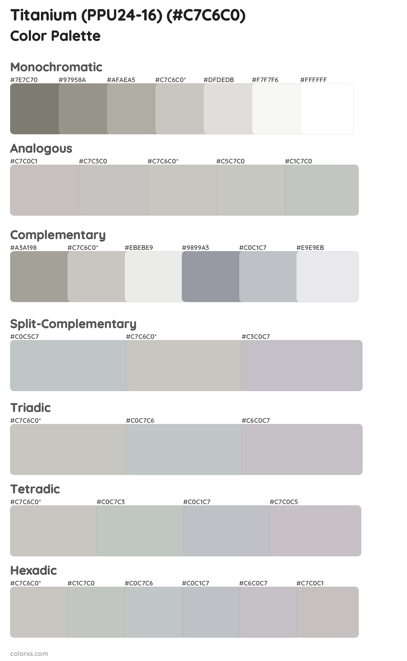 Titanium (PPU24-16) Color Scheme Palettes