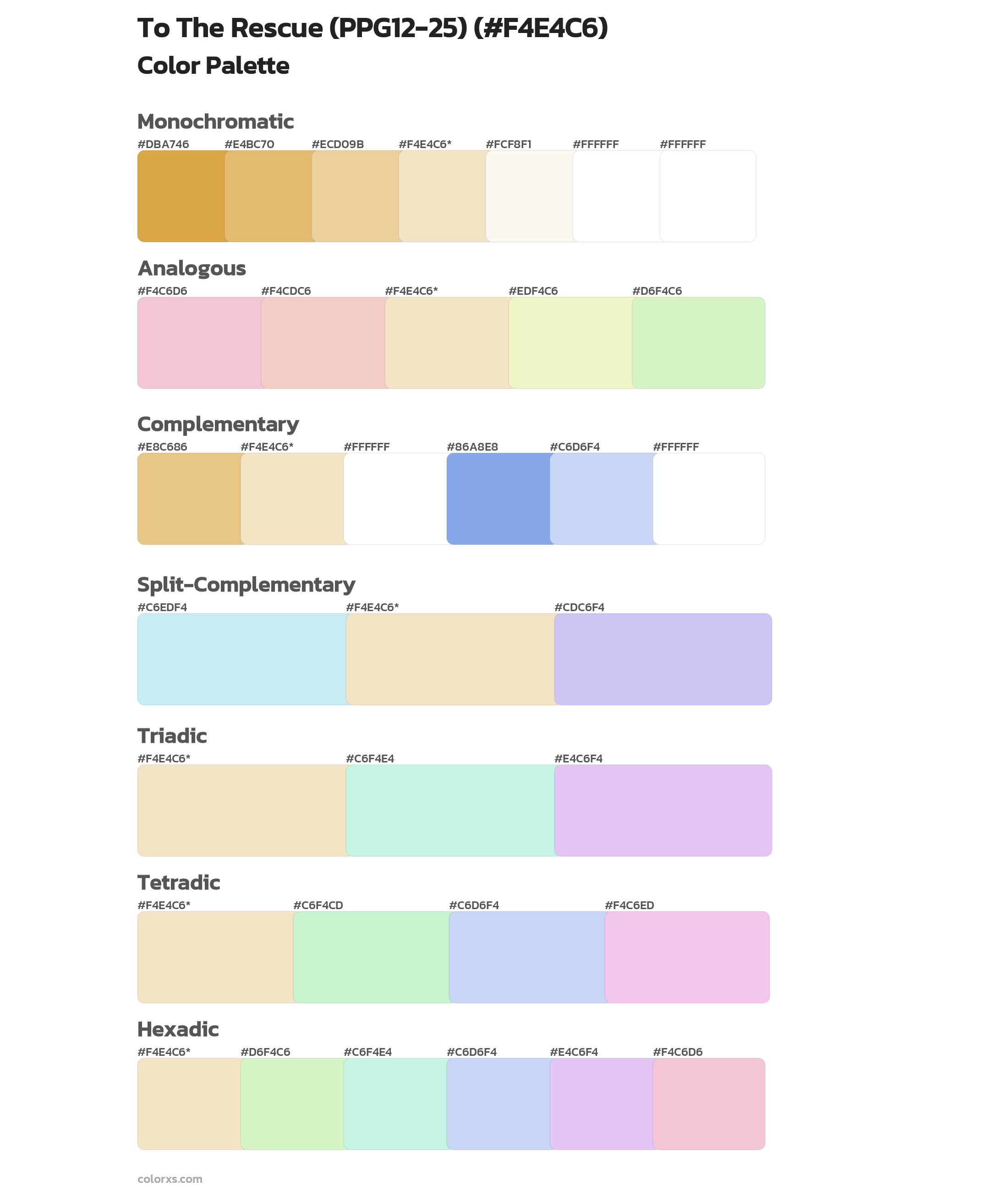 To The Rescue (PPG12-25) Color Scheme Palettes