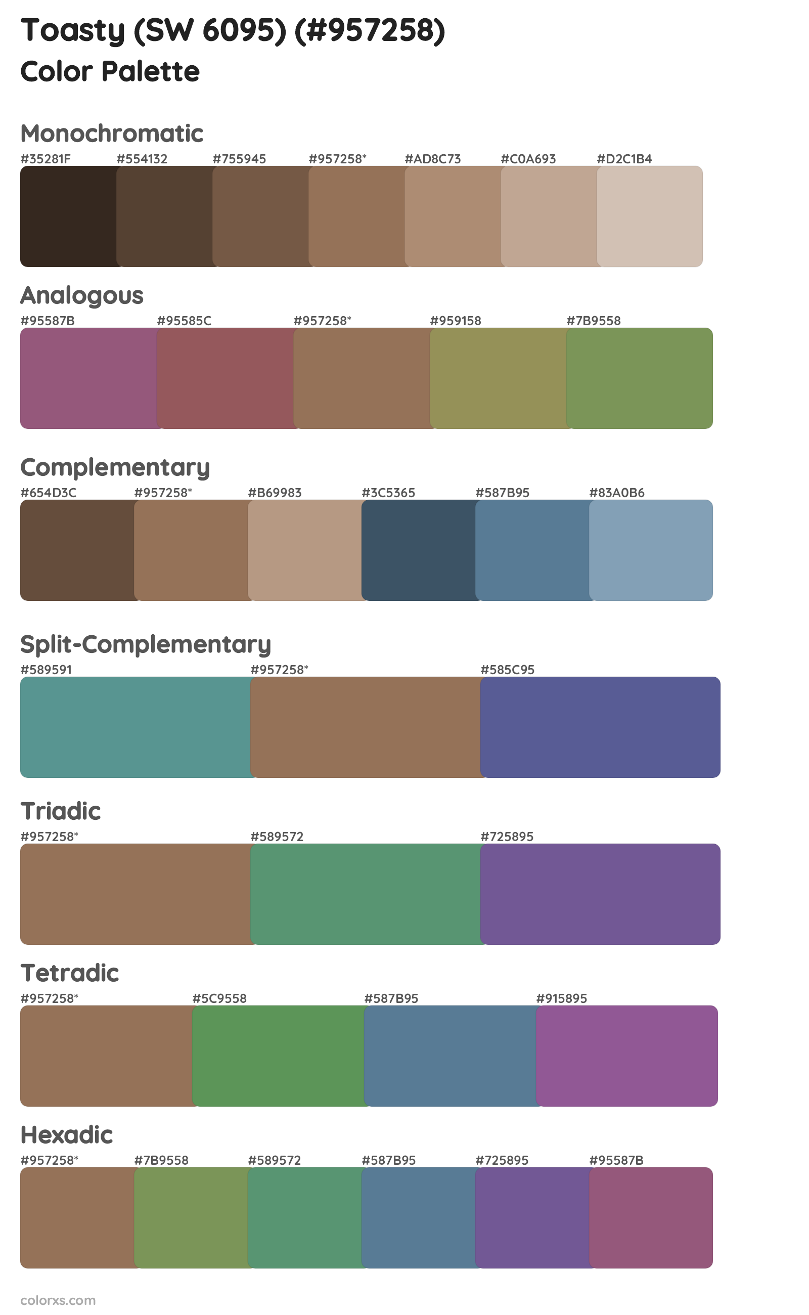Toasty (SW 6095) Color Scheme Palettes