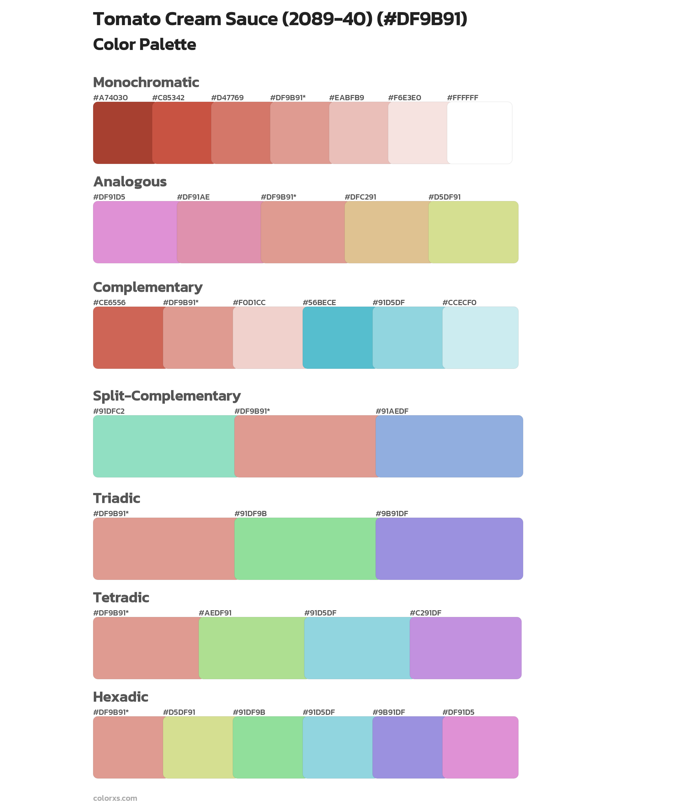 Tomato Cream Sauce (2089-40) Color Scheme Palettes