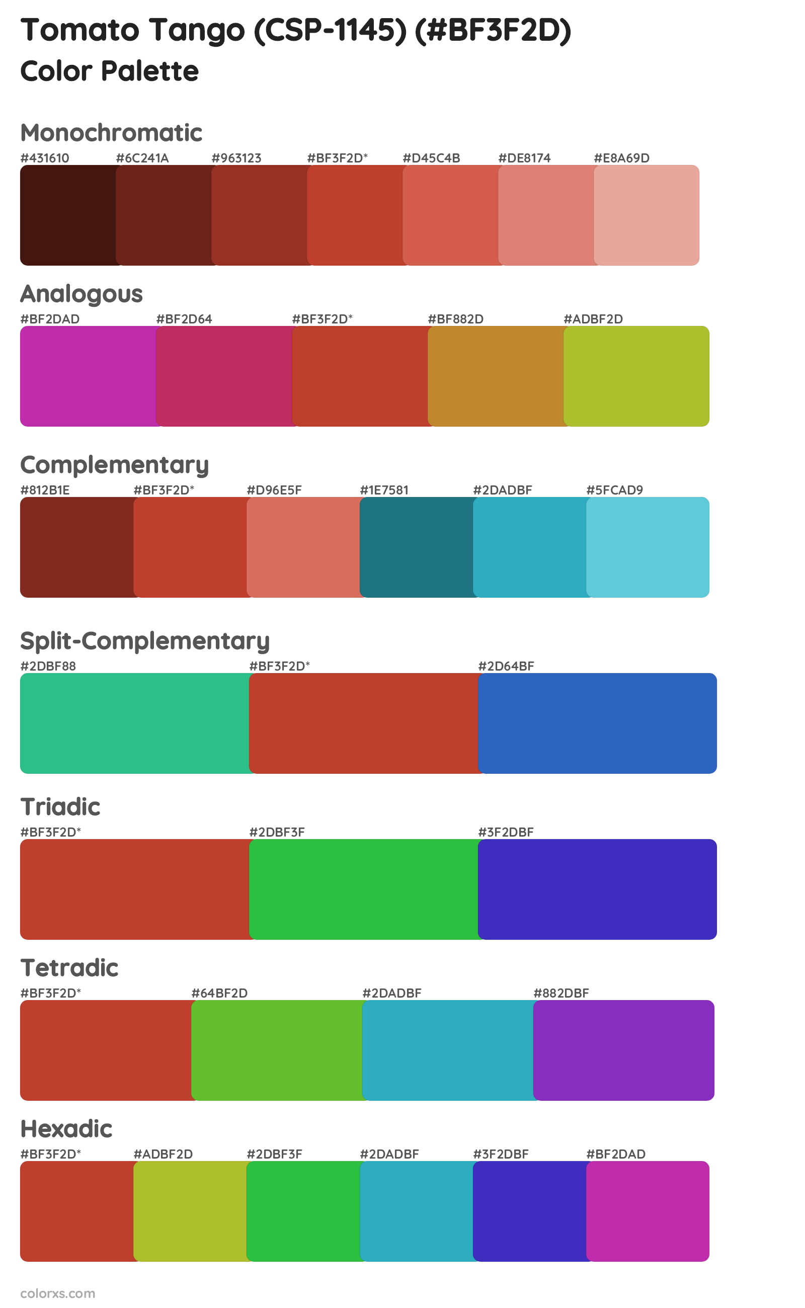 Tomato Tango (CSP-1145) Color Scheme Palettes