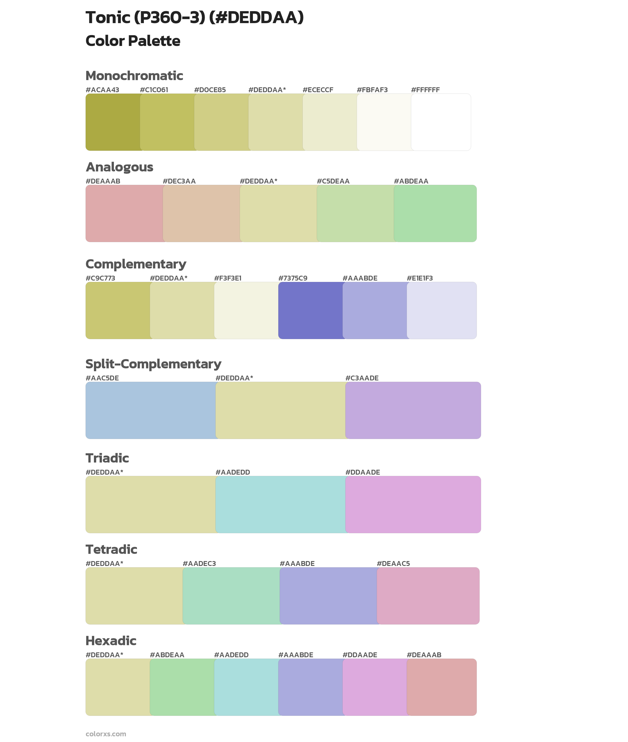 Tonic (P360-3) Color Scheme Palettes